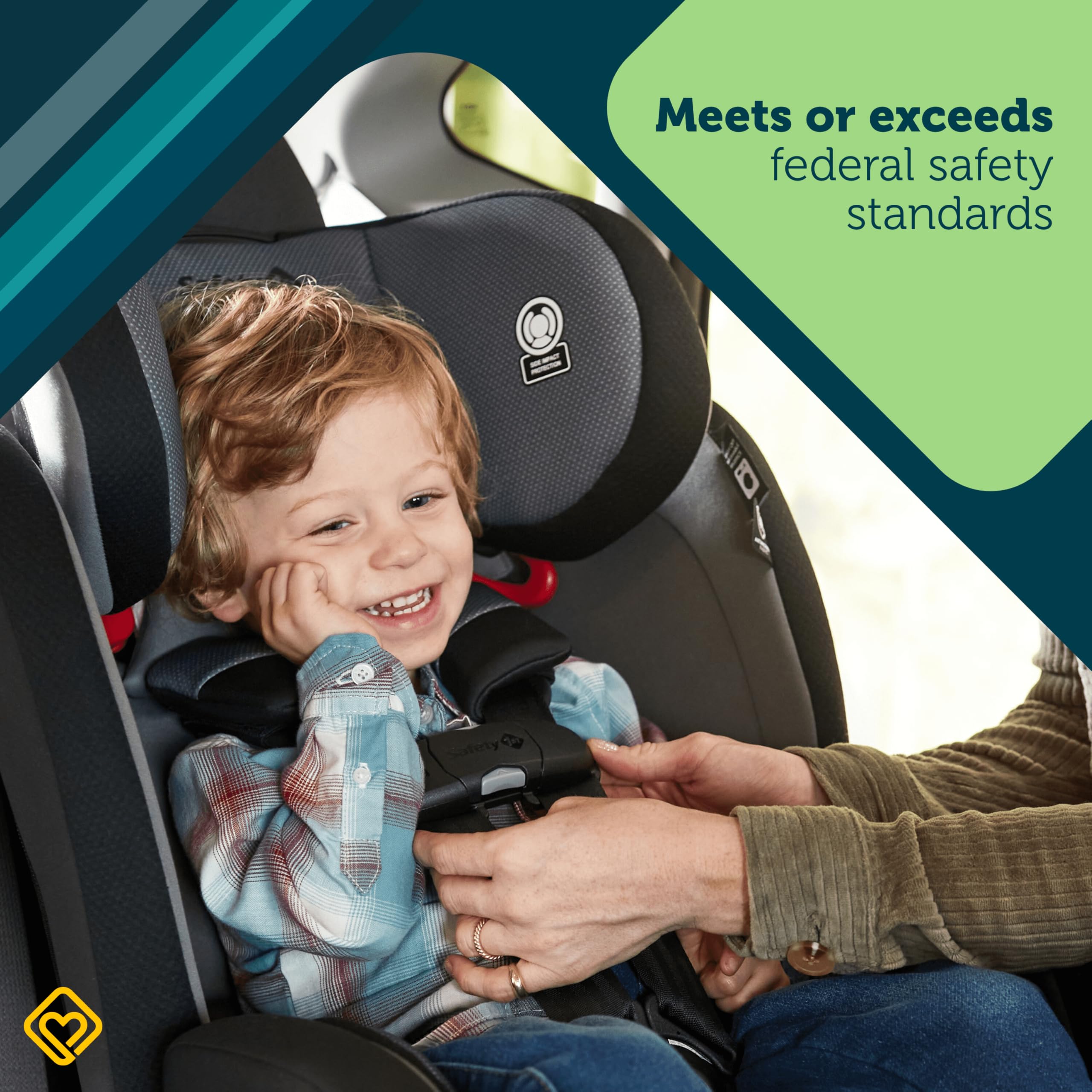 Safety 1st Everslim DLX Slim Convertible Car Seat - 4-in-1 Child Safety Car Seat for Babies 5-100 lbs | Rear & Forward Facing | Compact Design for Small Cars | Perfect for Travel & Daily Commute