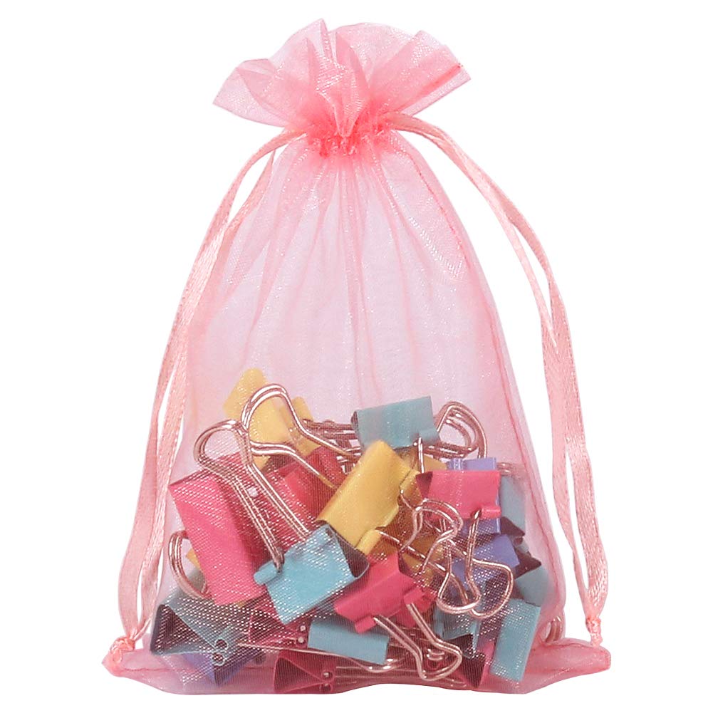 YQL 4x6 Inch Organza Gift Bags - 100PCS Blush Pink Mesh Favor Bags for Jewelry, Wedding Favors, Party Decor & Fruit Protection | Elegant Valentine's Day Gift Packaging