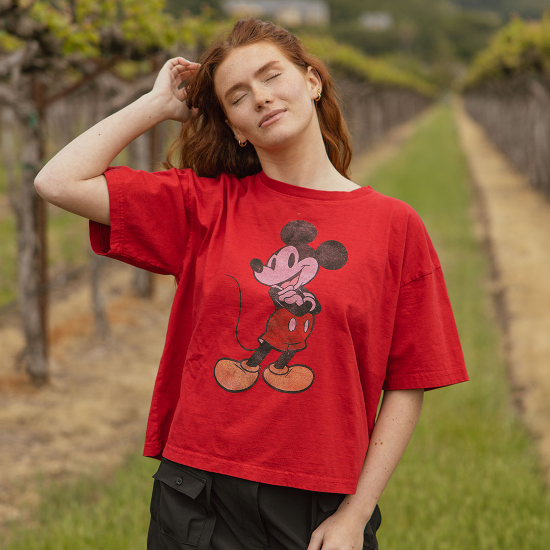 Disney Mickey Mouse Oversized T-Shirt for Men & Women - Soft Cotton Red Graphic Tee - Casual Wear, Lounge, Gift for Disney Fans