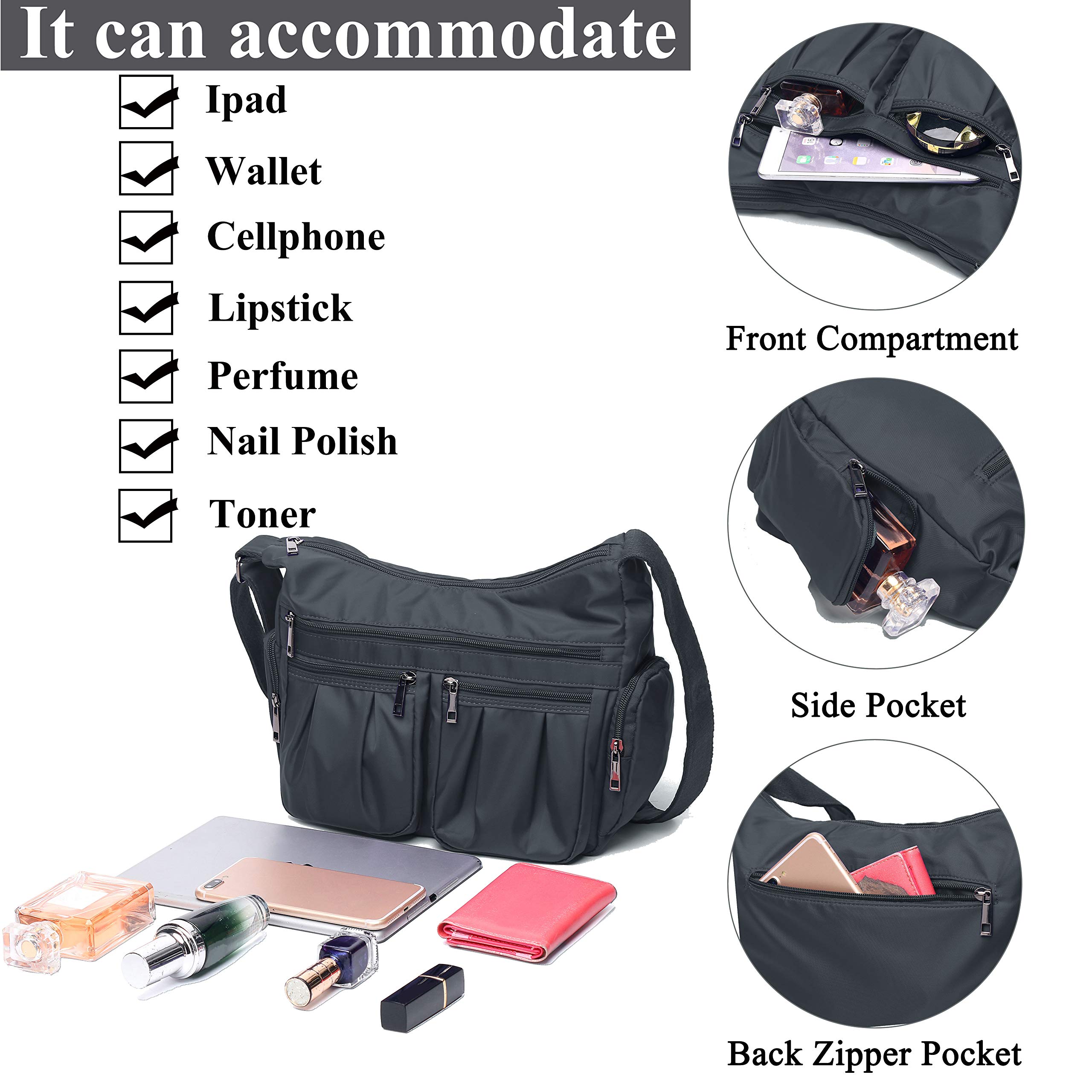 VOLGANIK ROCK Crossbody Bags for Women - Lightweight Waterproof Nylon Shoulder Purse with Multiple Pockets - Perfect for Travel, Shopping & Everyday Use