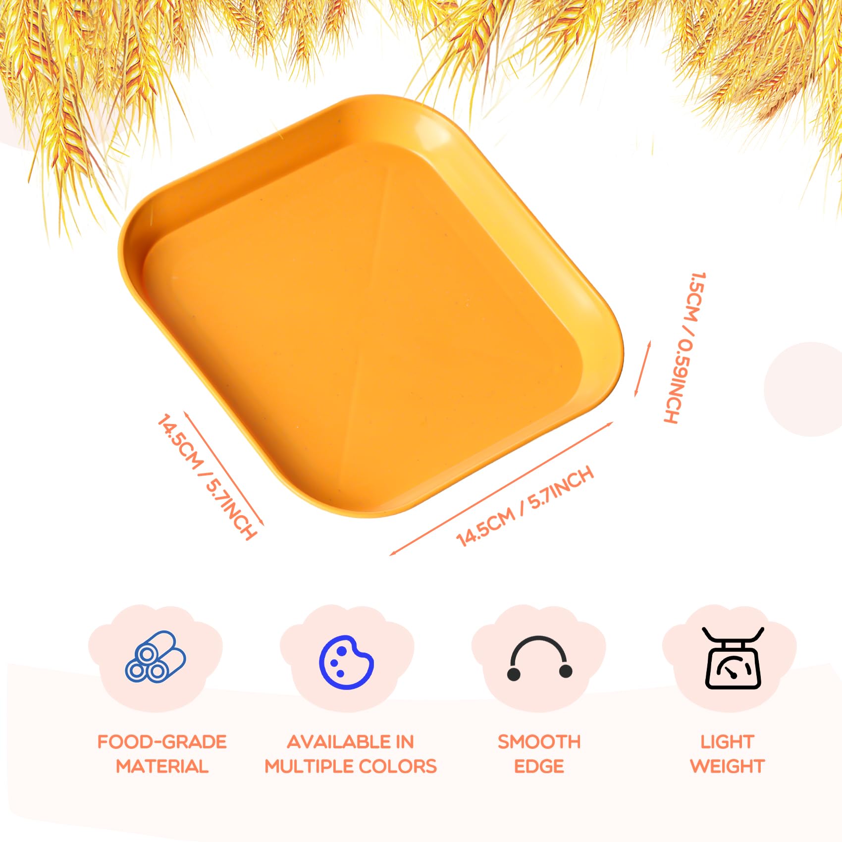 6 Inch Cat Food Bowls Set of 4 - Unbreakable Wheat Straw Pet Dishes, Whisker Fatigue Free Shallow Cat Bowls for Indoor Cats - Perfect for Mealtime, Water & Wet Food Feeding