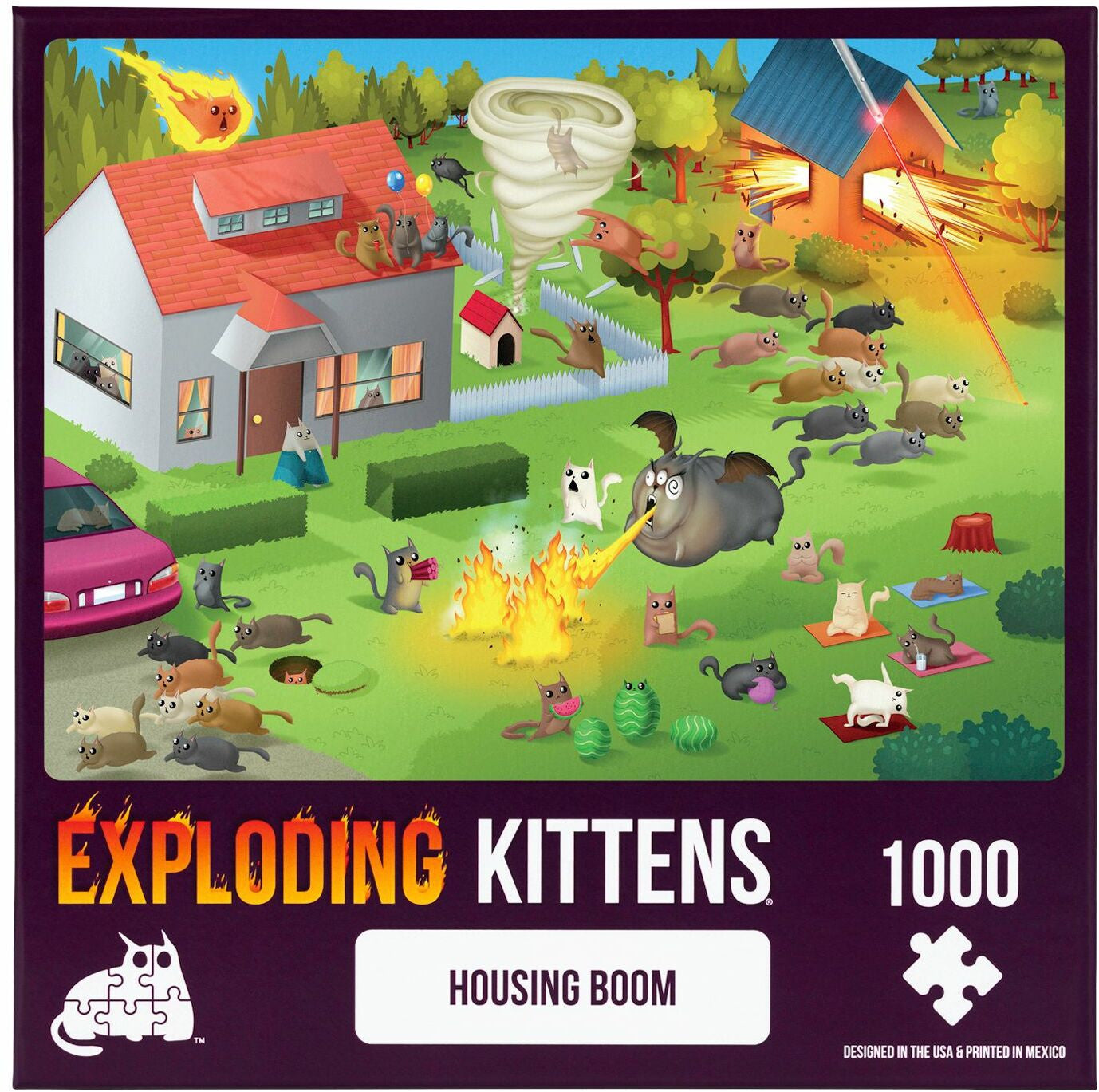Exploding Kittens 1000 Piece Jigsaw Puzzle - Housing Boom Edition | Fun Family Game Night Activity | Perfect for Adults & Kids Puzzle Lovers | Great Gift for Birthday & Holidays