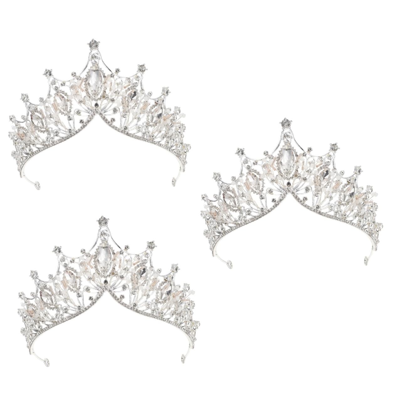 3pcs Crystal Bridal Headbands – Baroque Rhinestone Tiara Hair Accessories for Women, Wedding, Bride, Fairy & Miss Crown Headpieces – Perfect for Weddings, Prom, Parties & Special Occasions