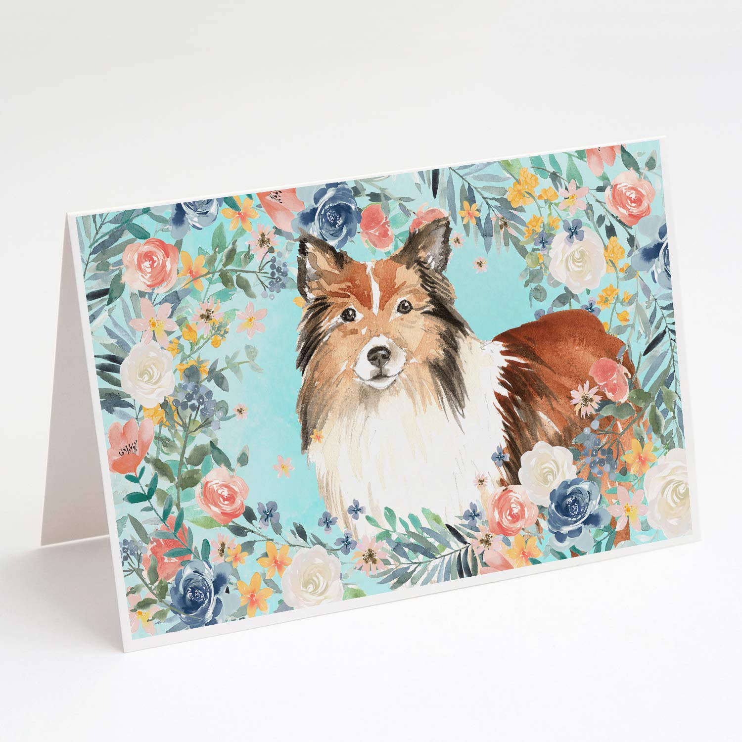 Caroline's Treasures CK3411GCA7P Sheltie Dog Greeting Cards - Pack of 8 Blank A7 Note Cards (5x7 inches) with Envelopes - Perfect for Birthday Wishes, Thank You Notes & Special Occasions