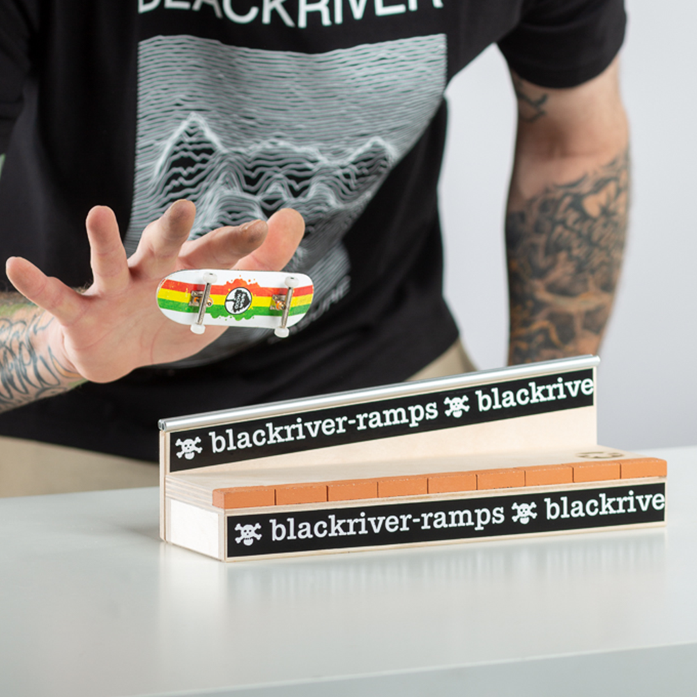 Blackriver Fingerboard Ramps Brick n Rail - Professional Finger Skateboard Obstacles for Tricks & Stunts - Perfect for Skate Park Simulation & Indoor Play