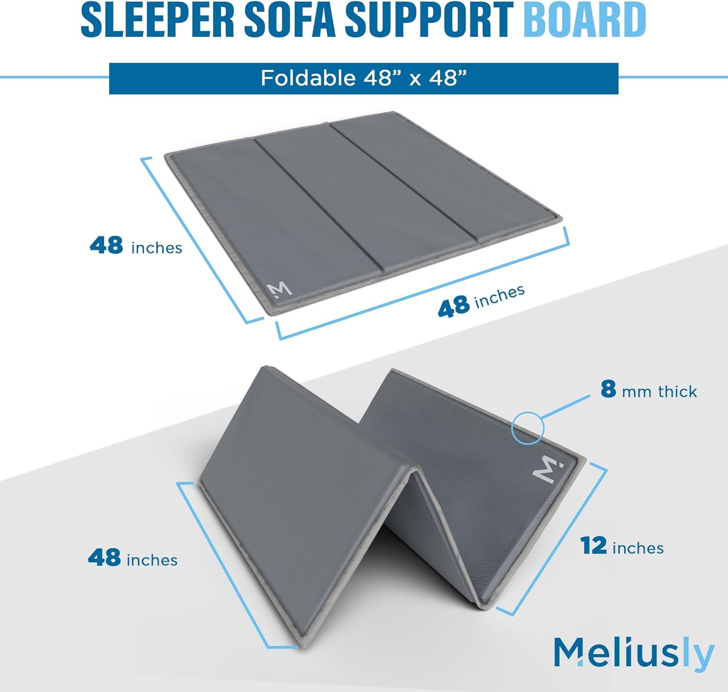 **Heavy Duty Sleeper Sofa Support Board (48x48 Inches) - Reinforced Wood Sofa Bed Support for Pull Out Couch Mattress, Sleeper Bar Shield - Ideal for Guest Rooms, Living Rooms & Small Spaces - SleeperSaver by Meliusly**