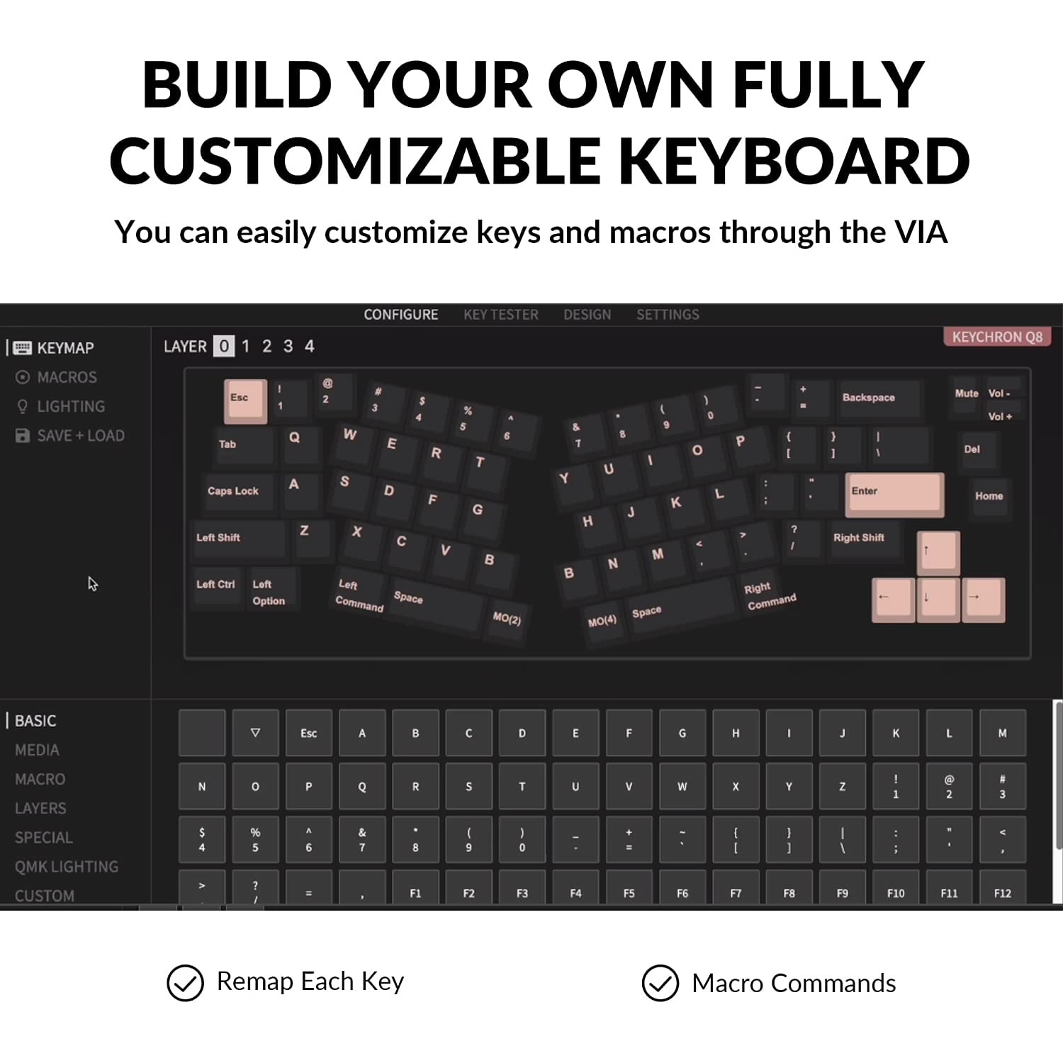Keychron Q8 Wired Custom Mechanical Keyboard - 65% Alice Layout with Knob, Hot-Swappable Gateron G Pro Red Switches, QMK/VIA Programmable, Double Gasket Design for Mac/Windows/Linux (Black) | Perfect for Typing, Gaming & Office Work