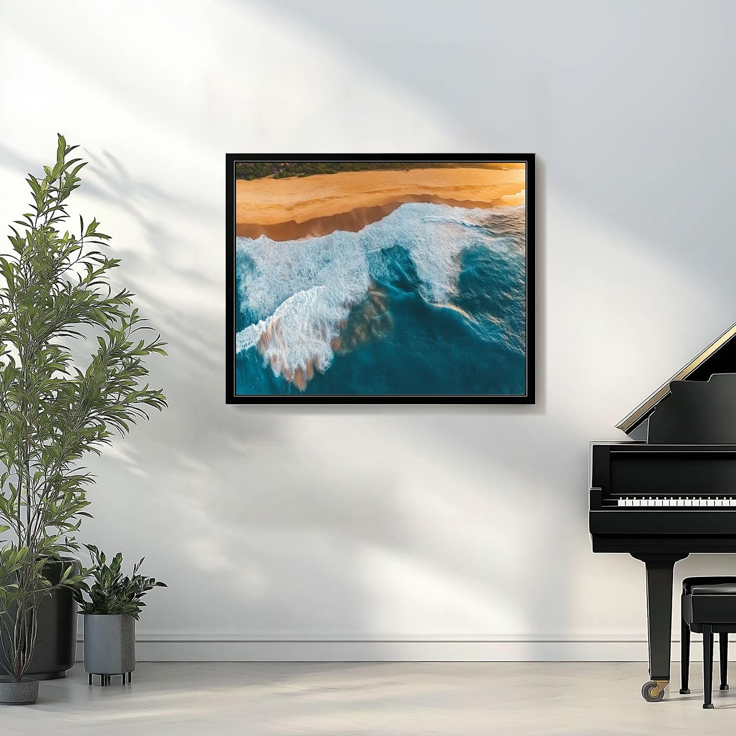 DIY Paint by Numbers Kit for Adults - Beach Panorama with Rolling Waves & Shoreline - 16x20 Inch Acrylic Painting on Framed Canvas - Beginner Friendly Art Kit for Teens & Students - Perfect for Home Decor, Relaxation & Creative Gift Giving