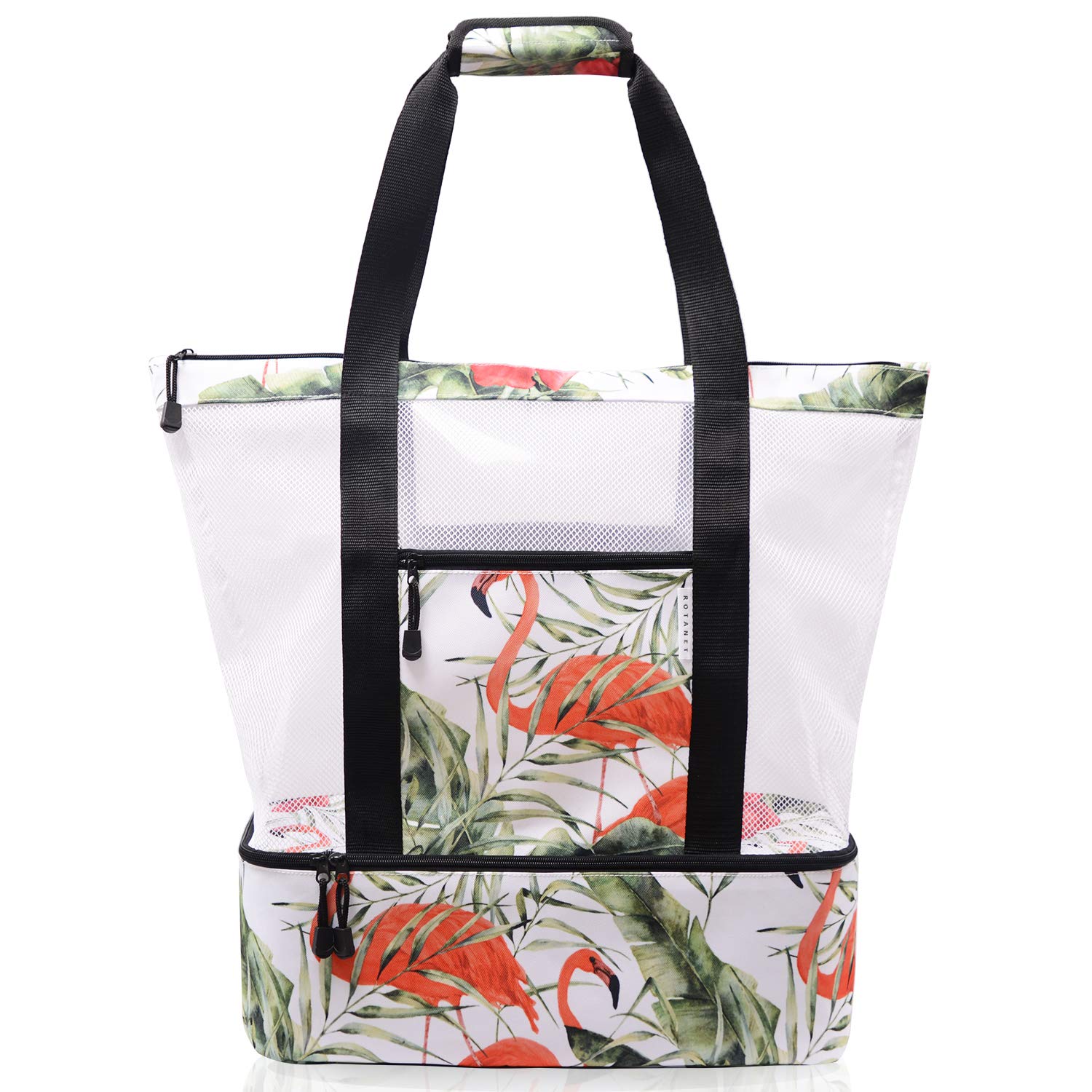 **Insulated Mesh Beach Bag with Cooler Compartment - Large Waterproof Pool Tote with Phone Pouch | Perfect for Beach Trips, Picnics & Poolside Relaxation**