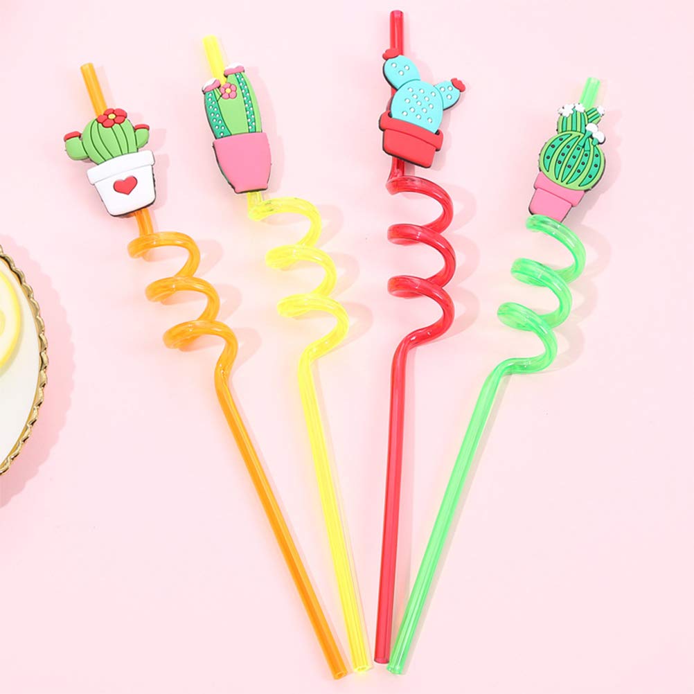 DOITOOL 16PCS Fun Colorful Kids Drinking Straws - Reusable Cactus, Swirl, Twist & Loop Straws for Smoothies, Juice & Party Drinks - BPA Free Child Safe Straws for Home, School & Birthday Parties