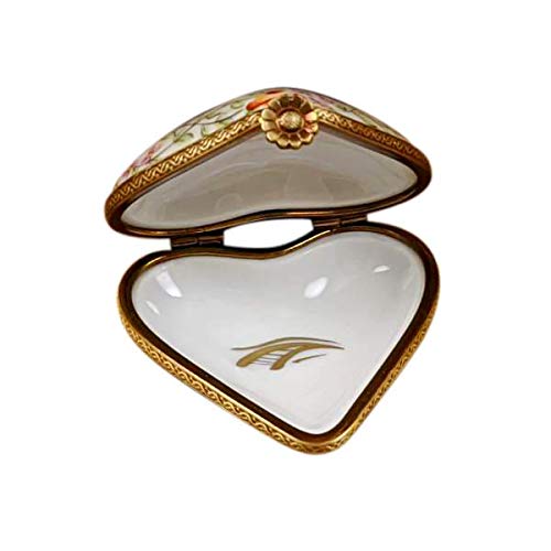 Rochard Blue Heart with Flowers Limoges Porcelain Jewelry Box - Elegant Hand-Painted French Trinket Box for Jewelry Storage & Gift Giving