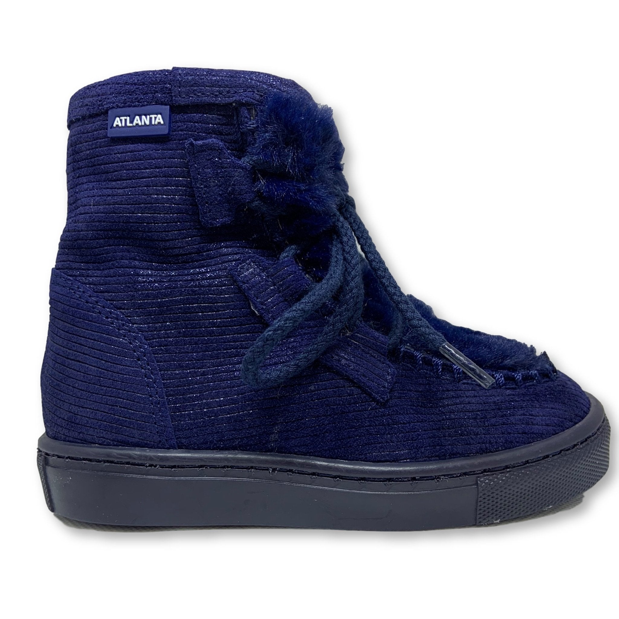 Atlanta Navy Fur Lace-Up Moccasin Boots for Women - Cozy Winter Snow Boots with Faux Fur Lining - Perfect for Outdoor Activities, Casual Wear & Cold Weather Fashion