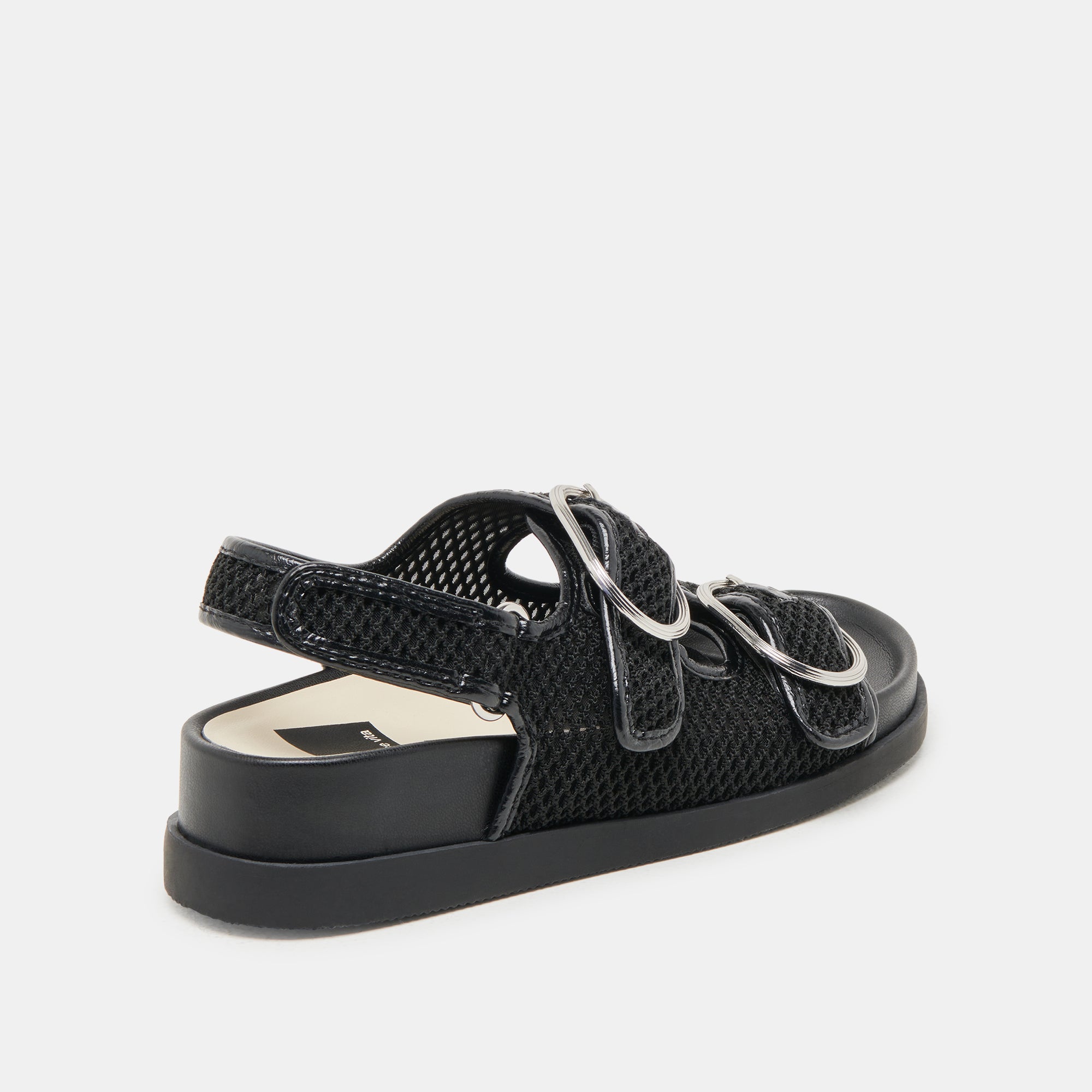STARLA Women's Black Woven Mesh Sandals - Breathable Summer Beach Slides for Outdoor Walking & Casual Wear