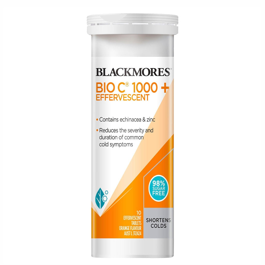 Blackmores Bio C Effervescent Vitamin C Tablets - Immune Support & Antioxidant Boost - Orange Flavor - 30 Effervescent Tablets - Perfect for Travel, Work & Daily Wellness
