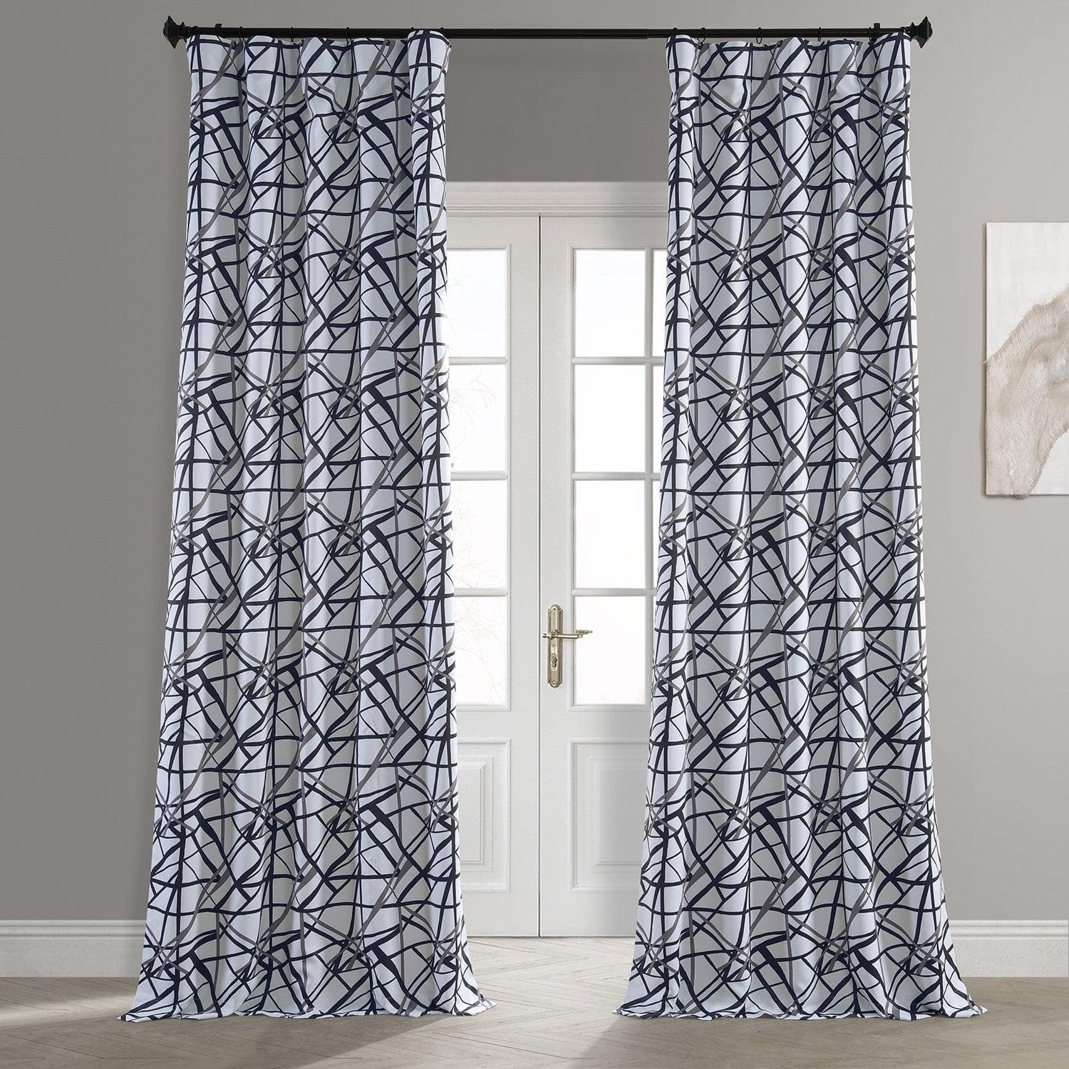 Blackout Curtains for Bedroom - Gridlock Black Steel Abstract Room Darkening Window Drapes - Perfect for Home Theater, Nursery & Light Sleepers