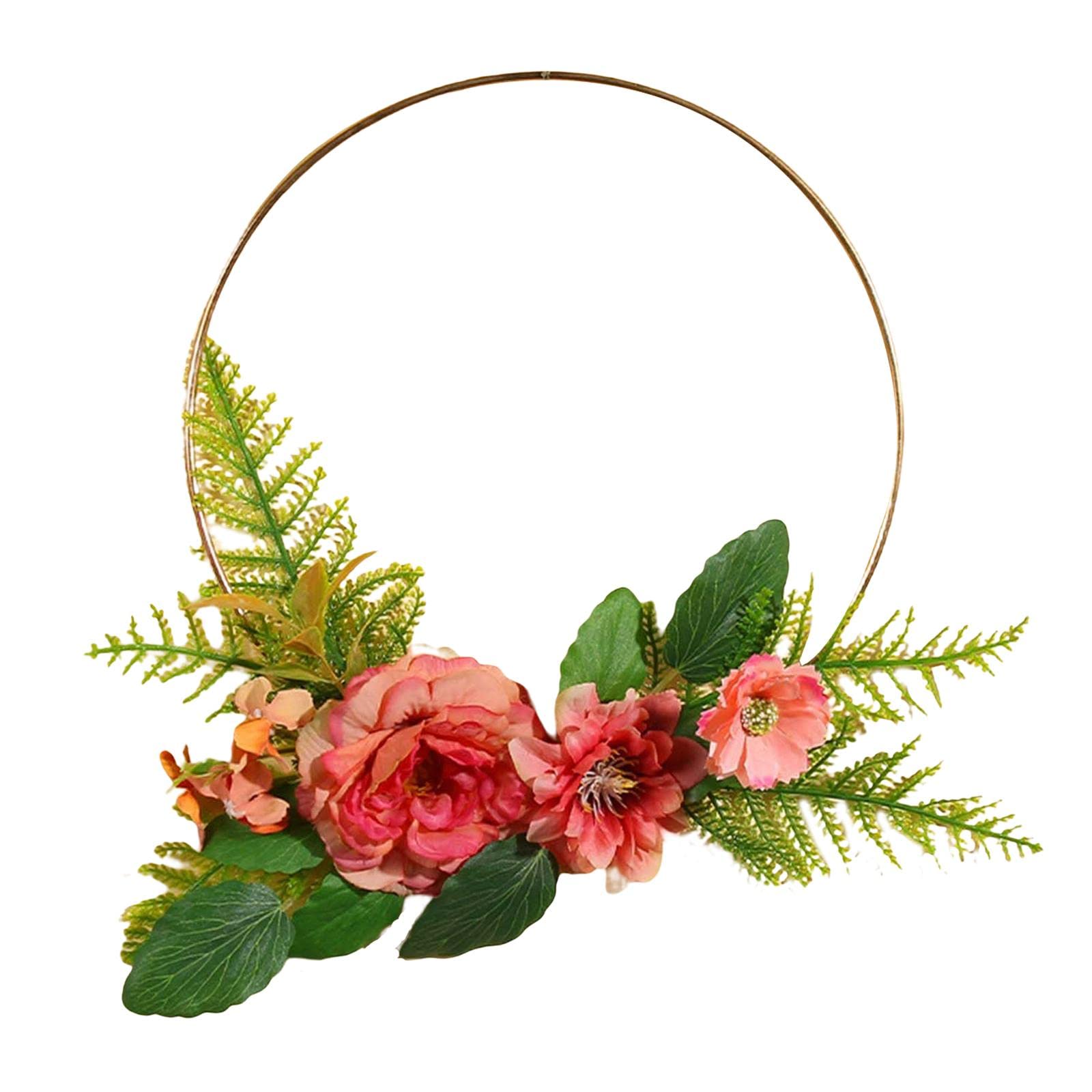 Shamjina Metal Floral Geometric Hoop Wreath - Elegant Wedding Wreath & Artificial Flower Backdrop Wall Decor (Style D) - Perfect for Wedding Ceremonies, Bridal Showers & Home Decor