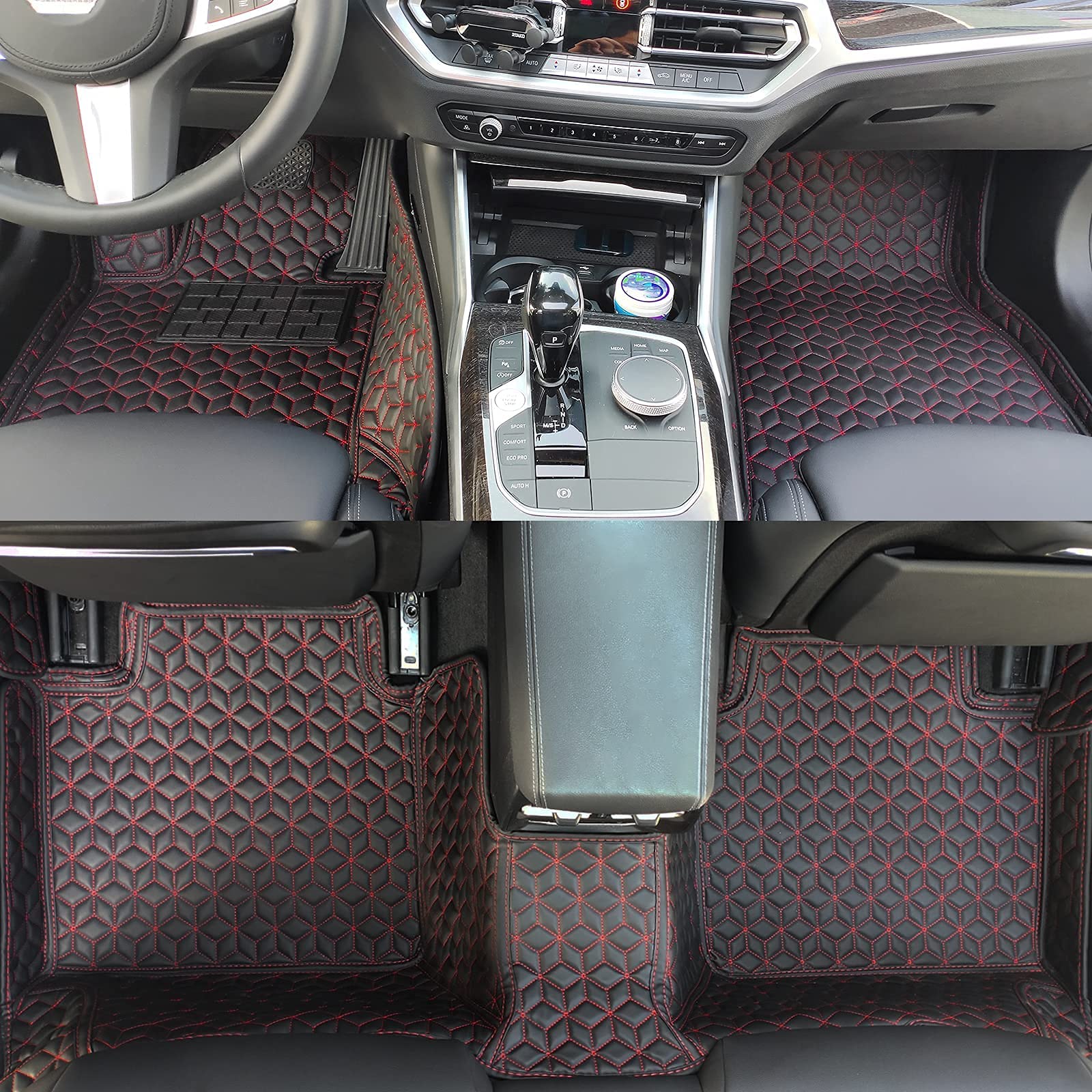 Premium All-Weather Car Floor Mats for Nissan Altima 2013-2021 - Full Coverage Non-Slip Leather Liners (Black/Red Upgrade) - Perfect for Daily Commuting, Road Trips & Winter Protection