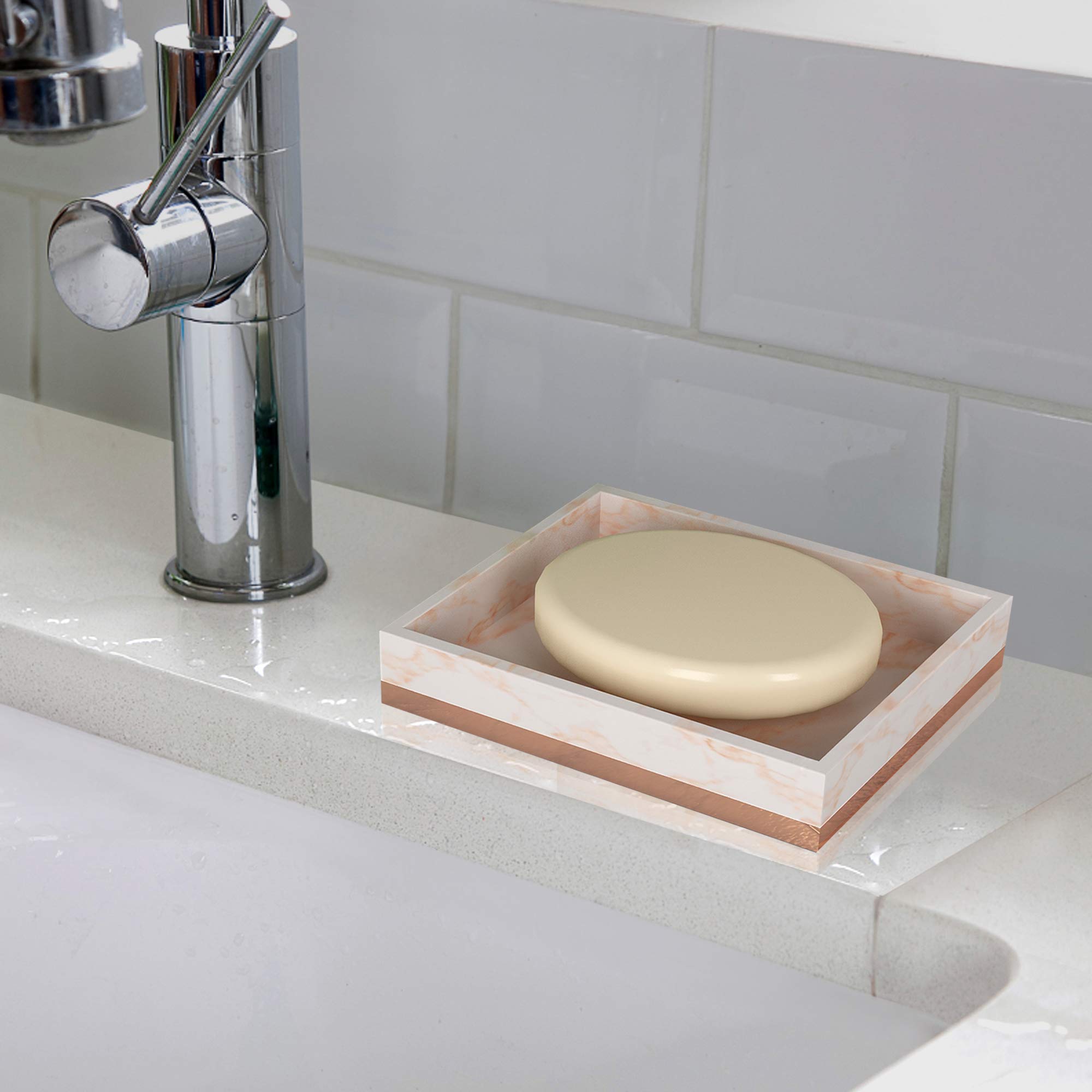 Nu-Steel MST3CH Misty Copper Soap Dish - Elegant Resin & Metal Bathroom Accessory for Home Decor | Perfect for Showers, Sinks & Vanity Organizers