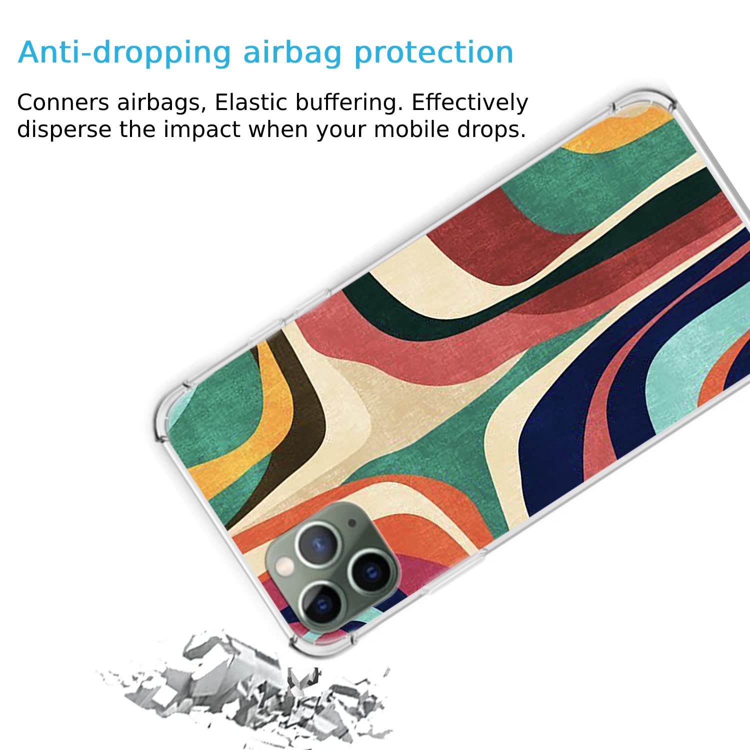 Modern Abstract Color Art Phone Case for iPhone 13 Pro Max - Trendy Soft TPU Bumper with Aesthetic Stripes Design for Men & Women | Perfect for Daily Use, Office, Travel & Fashion Protection
