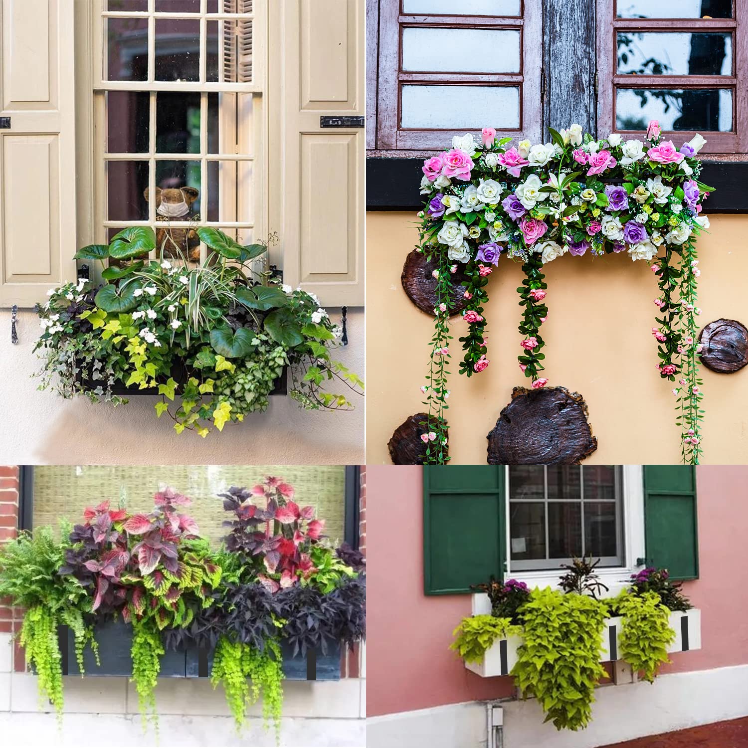 Adjustable Flower Window Box Bracket - Expandable Planter Shelf for Balcony, Patio & Garden Decor - Heavy Duty Metal Hanging Planter Holder for Outdoor & Indoor Plants
