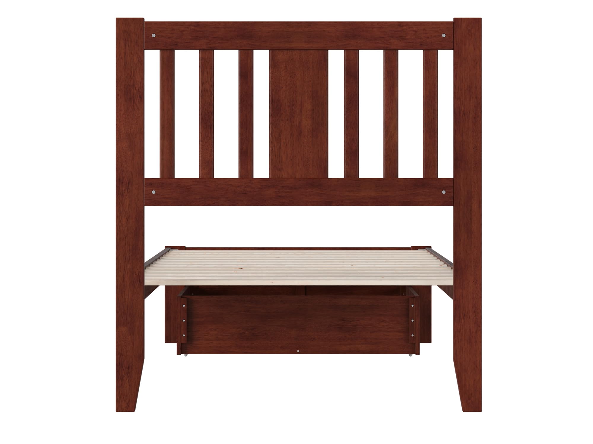 AFI Tahoe Twin Size Platform Bed Frame with Foot Drawer & USB Charging Station - Solid Walnut Wood - Space Saving Storage Solution for Small Bedrooms & Dorm Rooms