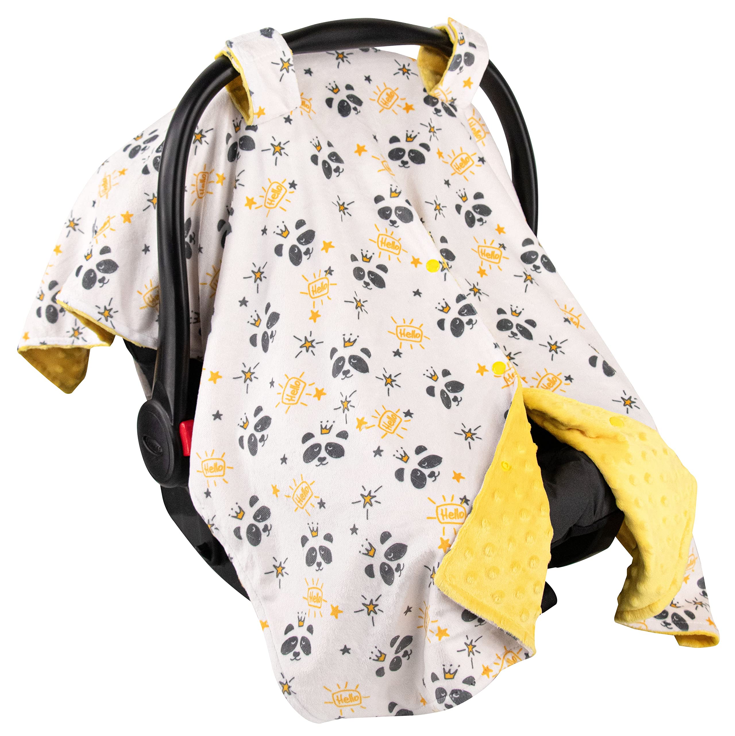 Premium Minky Baby Car Seat Cover - Soft & Cozy Hello Panda Design, 40