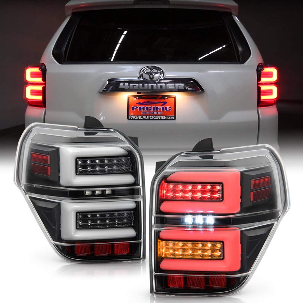 ACANII LED Tail Lights for 2010-2020 Toyota 4Runner - Black Housing Full LED Tube with Sequential Turn Signals (Pair) | Upgrade Your SUV's Style & Safety for Night Driving & Off-Road Adventures