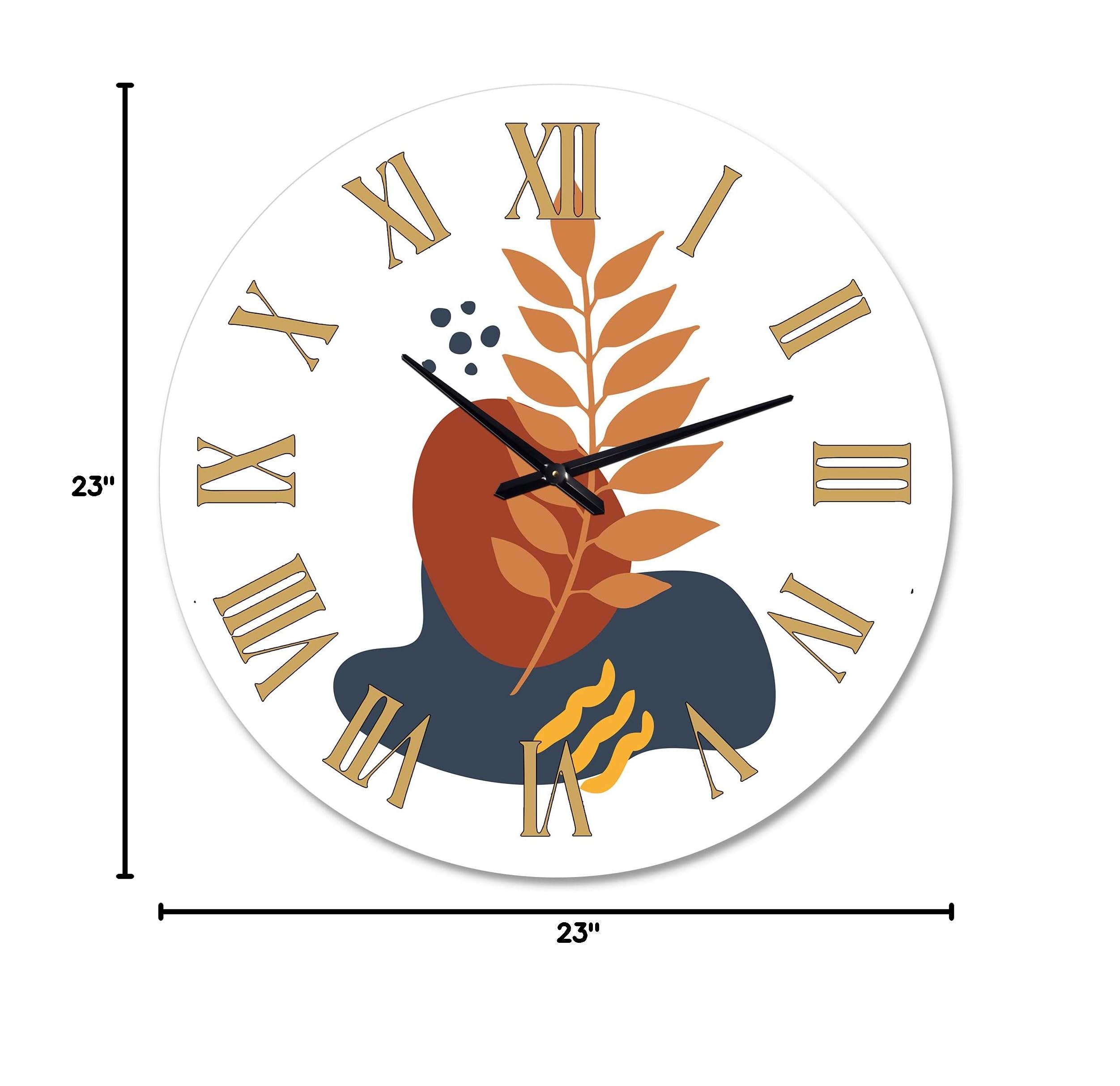 Abstract Flowers Minimal Shapes VIII - Large Modern Wall Clock for Kitchen Decor | Floral & Botanical Design | Perfect for Home, Office & Living Room