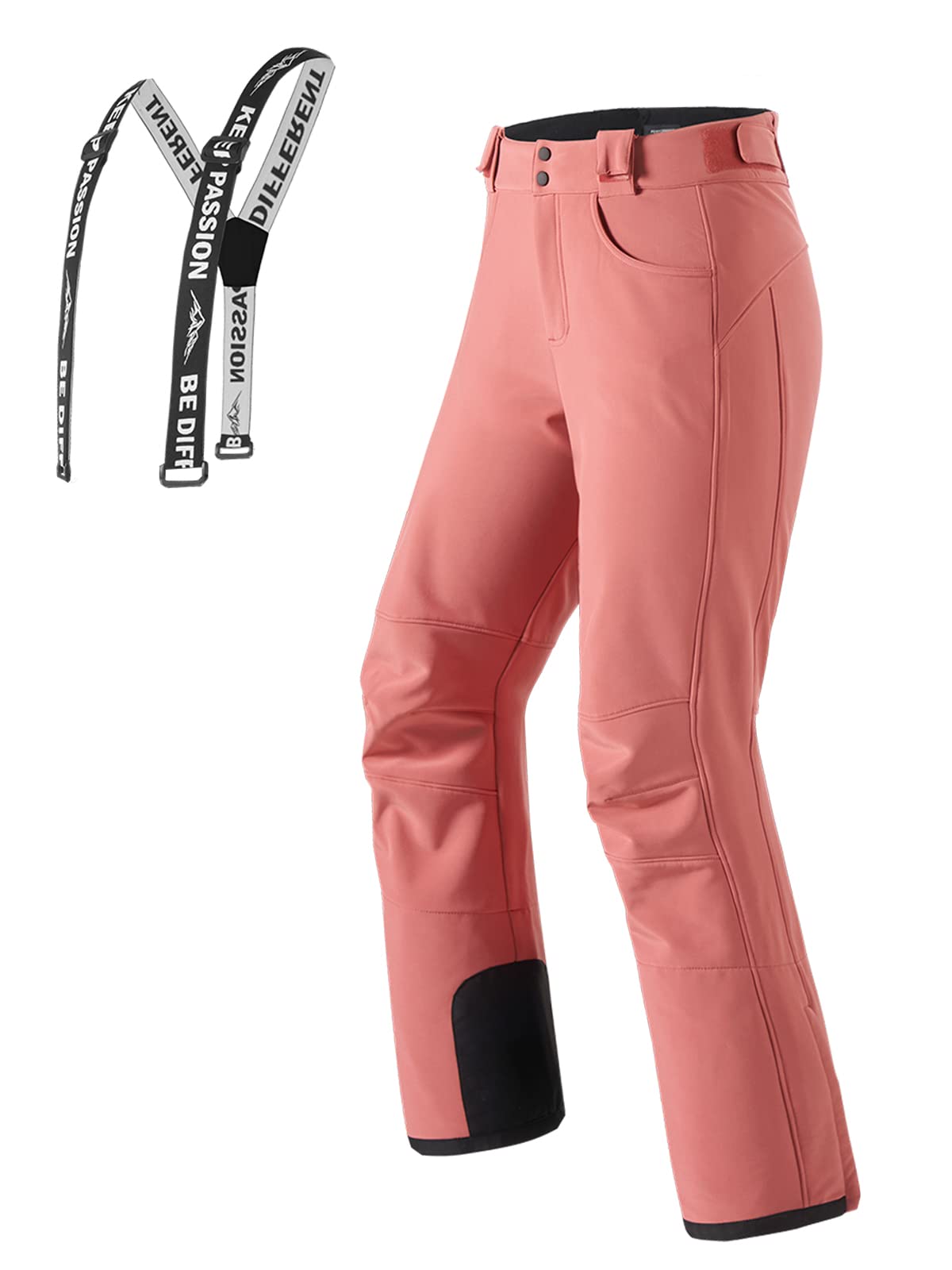 Women's Waterproof Ski Pants with Zip-Off Suspenders - Warm Winter Snow Bibs, Breathable & Stretchable for Skiing, Snowboarding & Outdoor Activities