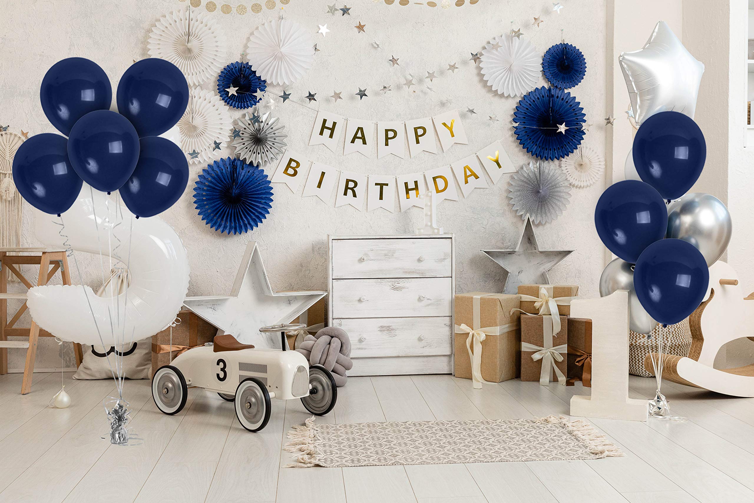 10 Inch Matte Navy Blue Latex Balloons - 100 Pack for Helium or Air - Dark Blue & Midnight Blue Balloons - Perfect for Graduation Decor, Wedding Decorations, Birthday Parties & Baby Showers