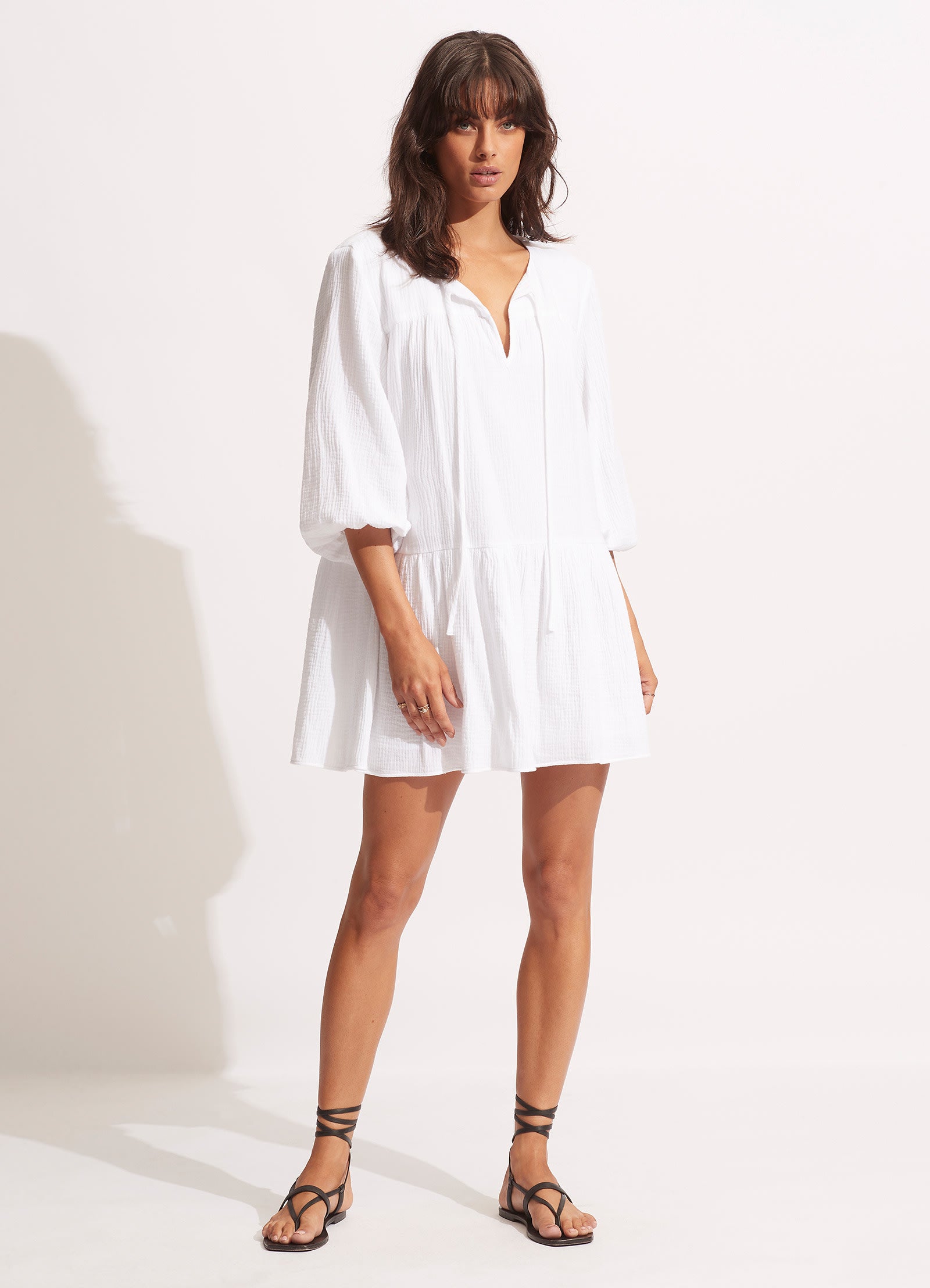 Soft Textured Cotton Cover Up - White | Lightweight Beachwear for Women | Perfect for Poolside, Vacation & Summer Outfits