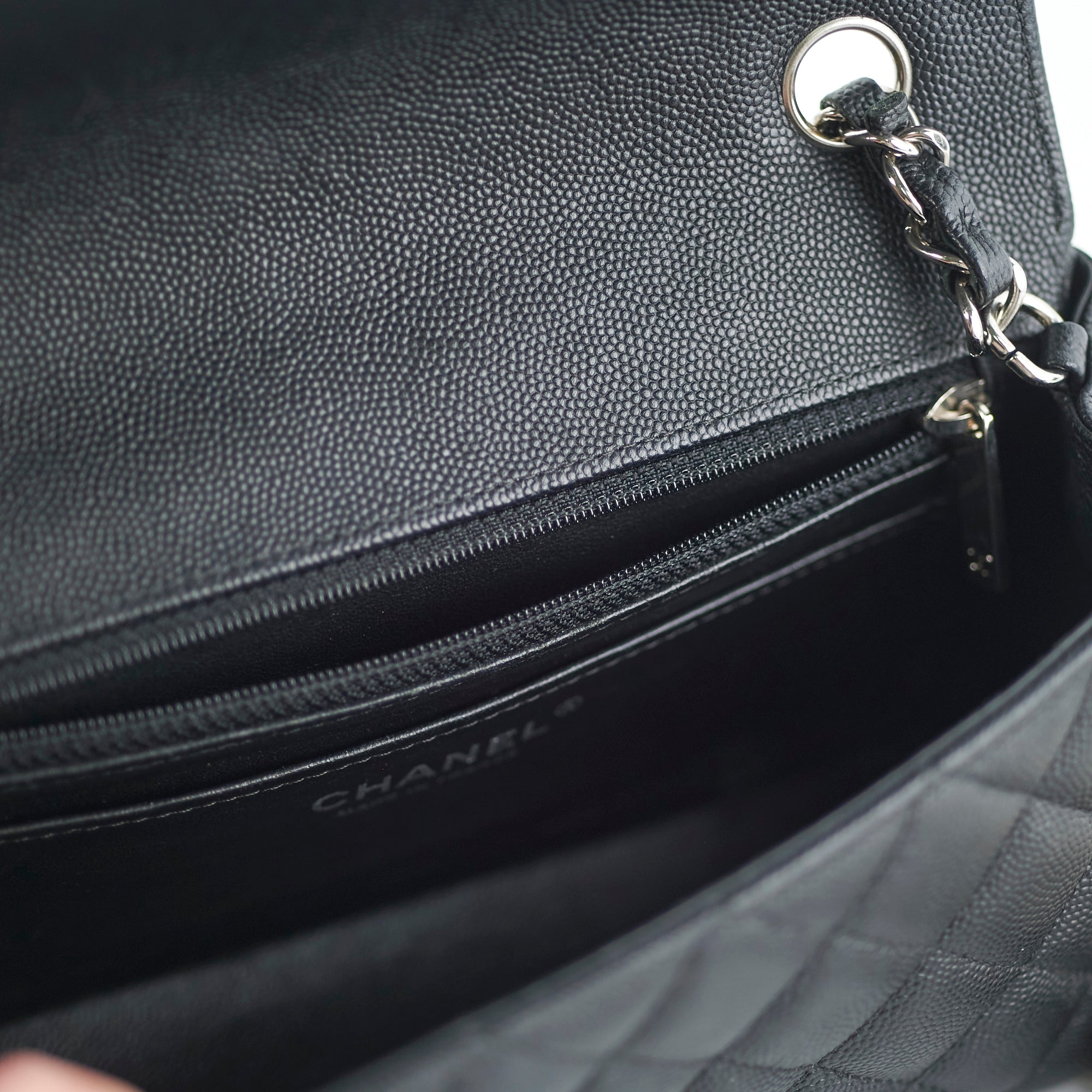 Chanel Mini Rectangular Black Caviar Leather Crossbody Bag with Edge Stitching - Luxury Designer Handbag for Women, Perfect for Date Night & Evening Events