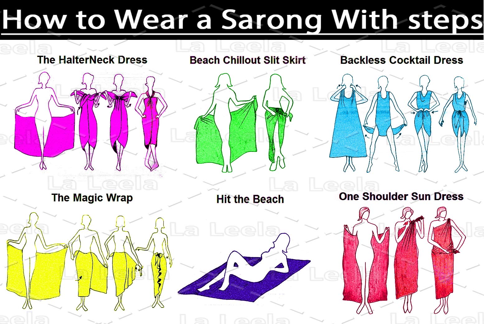 Happy Bay Women's Sarong Wrap Cover Up - Stylish Beach Bikini Cover for Swimwear, Poolside & Tropical Vacations