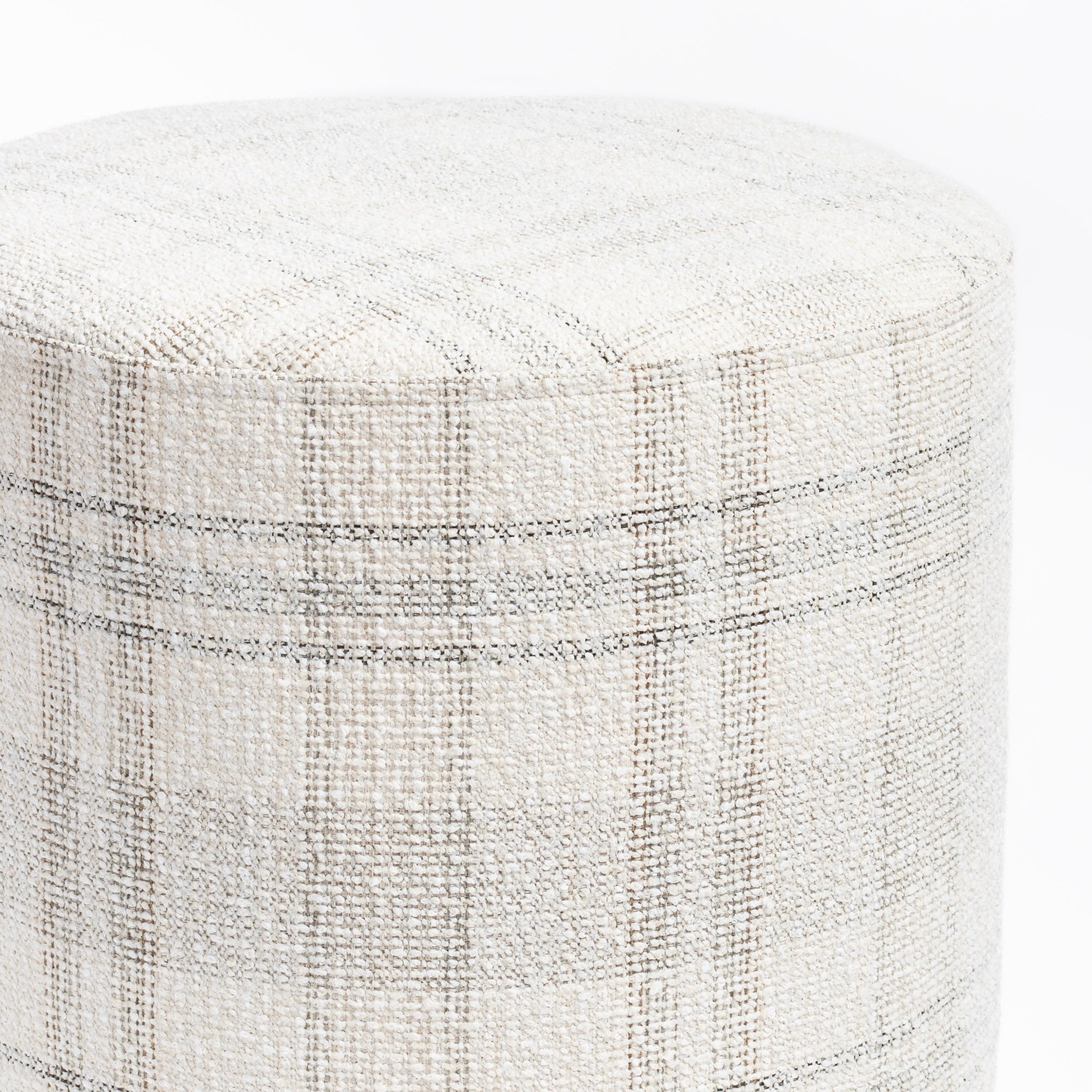 Hugo 18x16 Round Ottoman with Salt & Pepper Fabric - Perfect for Living Room, Bedroom or Office Footrest & Extra Seating