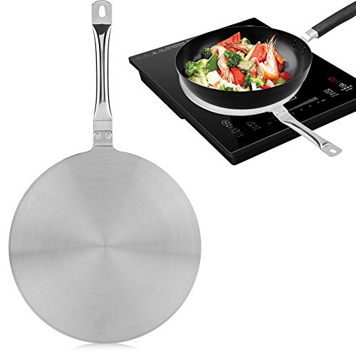 9.44 Inch Stainless Steel Heat Diffuser Plate for Gas, Electric & Induction Stoves - 24cm Induction Cooker Flame Guard with Handle - Perfect for Simmering, Melting Chocolate & Even Heat Distribution in Home Kitchen