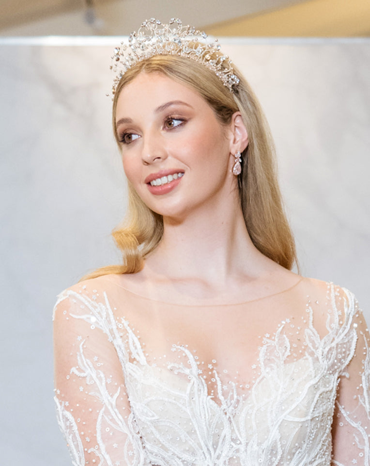 Elegant Crystal & Pearl Bridal Headpiece - Blush Branch Crown for Weddings by Kezani | Perfect for Boho, Beach & Vintage Wedding Hairstyles
