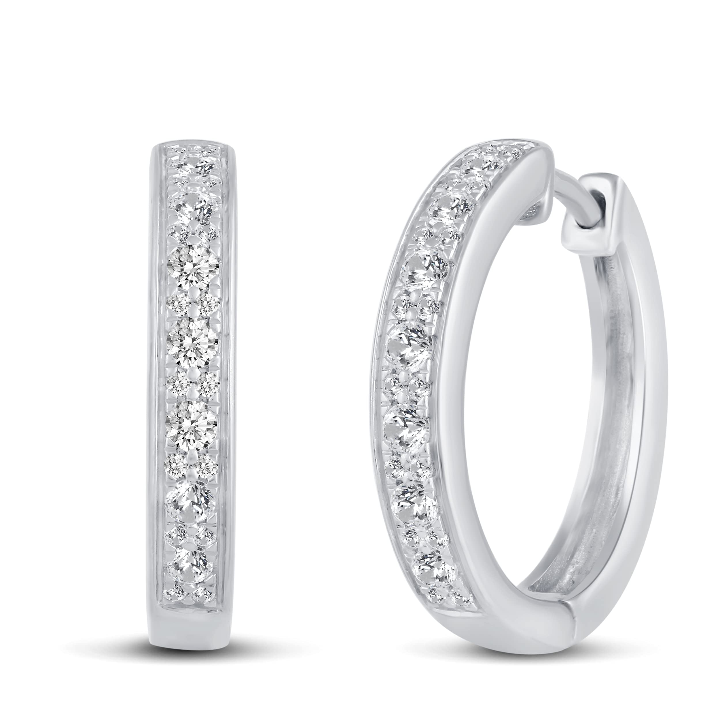 1/2 Cttw Diamond Channel-Set Hoop Earrings in 925 Sterling Silver - Elegant Jewelry for Women, Perfect for Weddings, Parties & Special Occasions