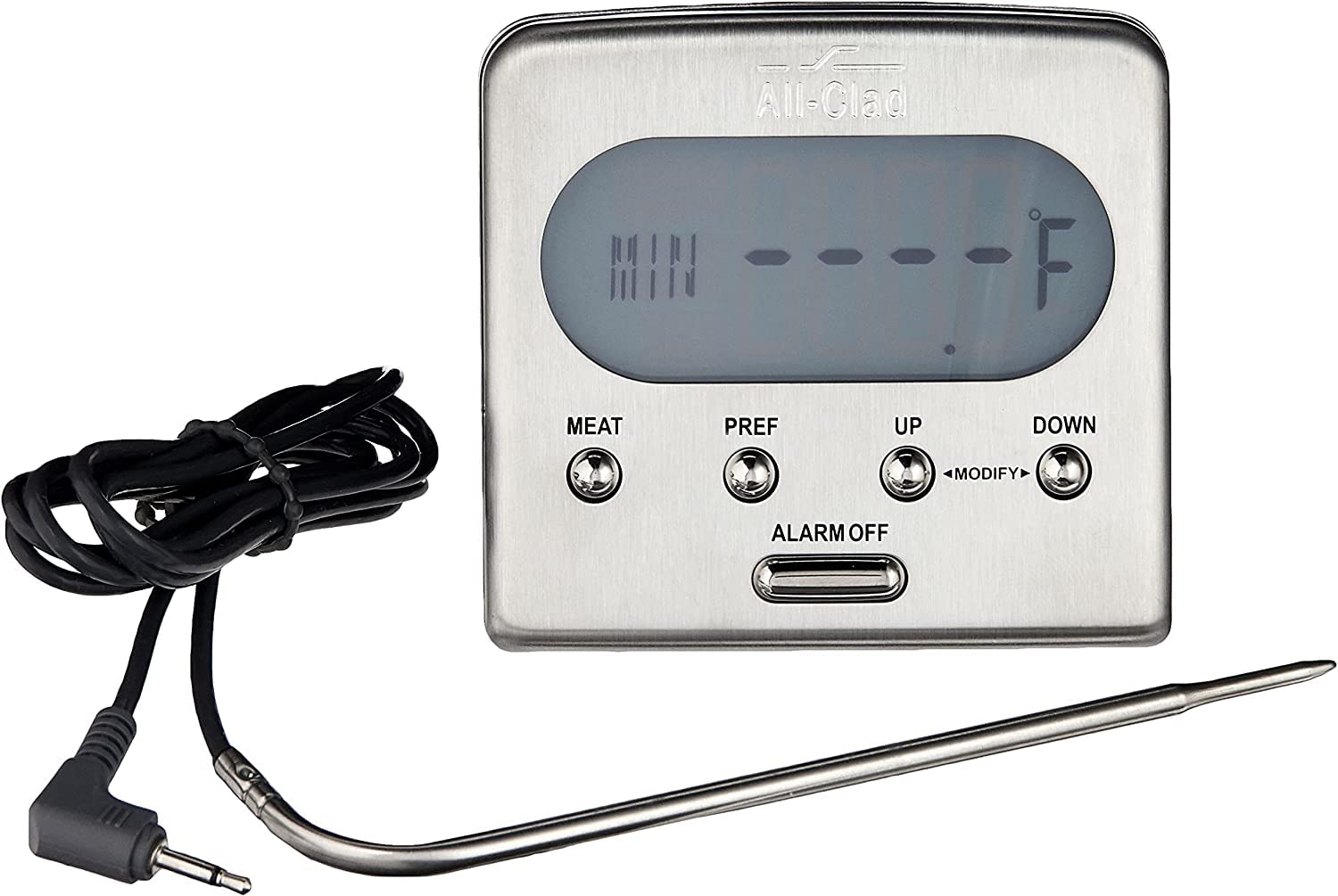 All-Clad Stainless Steel Digital Oven Probe Thermometer with LCD Display - Accurate Cooking & Baking Meat Thermometer for Grilling, Roasting, BBQ - Essential Kitchen Tool for Chefs & Home Cooks