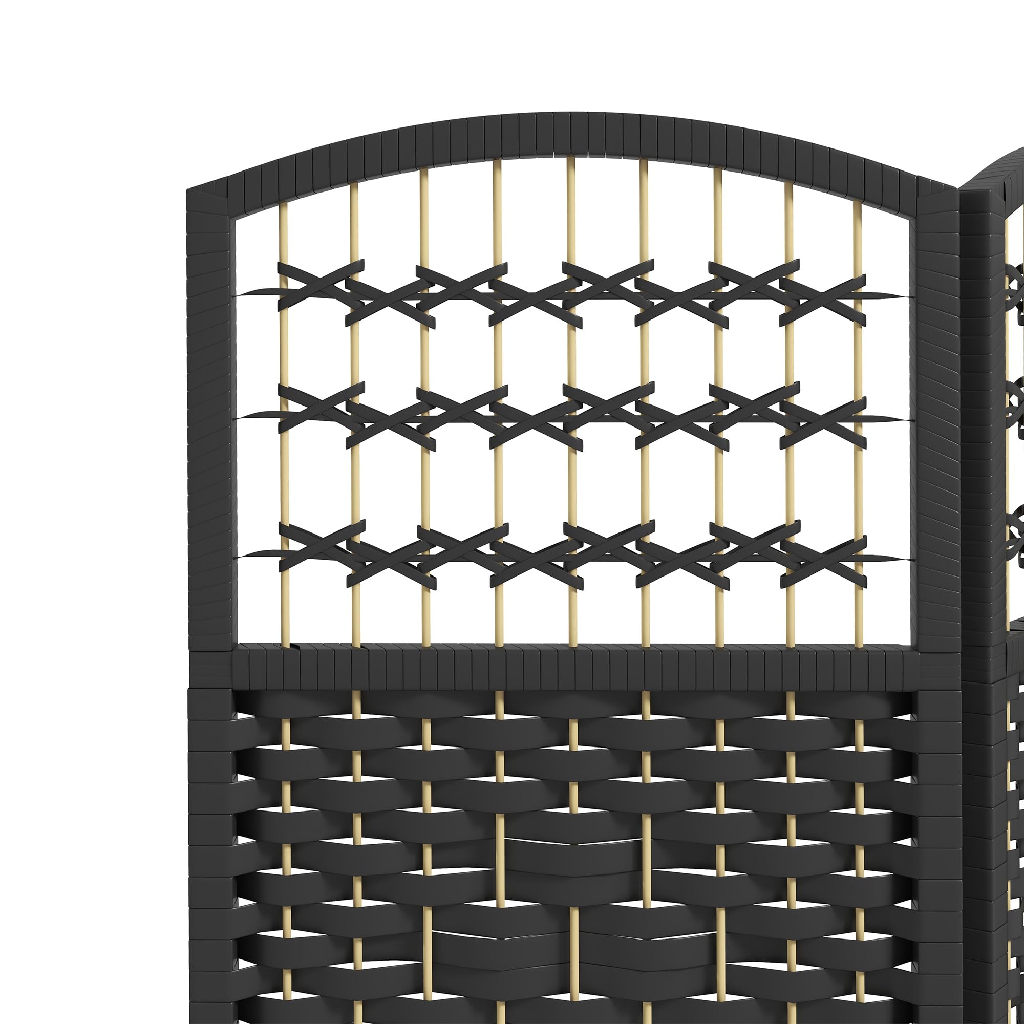 HOMCOM 6 Panel Folding Room Divider Privacy Screen - 5.6' Freestanding Partition Wall Separator with Wave Fiber Design in Black - Perfect for Home Office, Bedroom Privacy, Studio Space Division & Event Decoration
