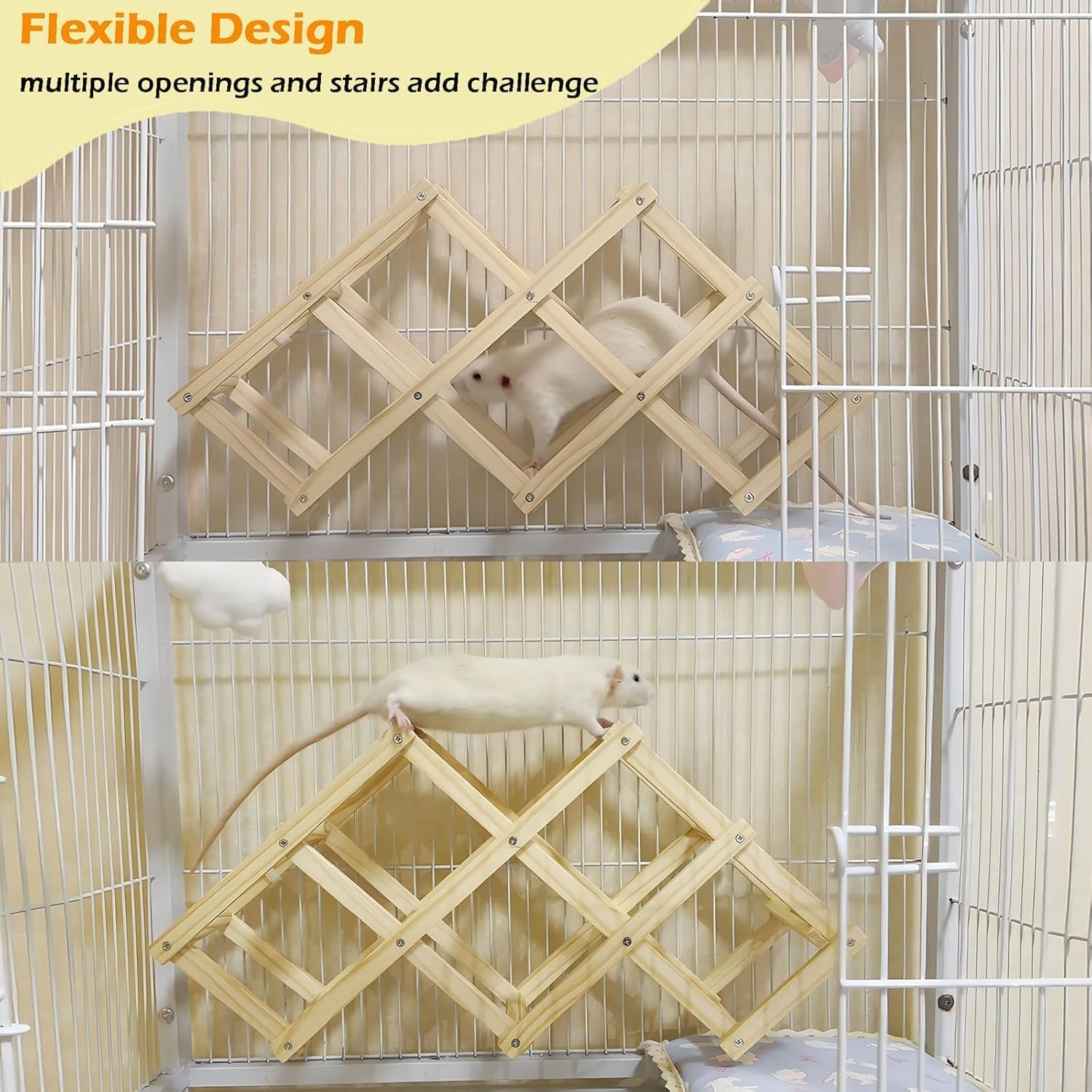 **Natural Wooden Rat Climbing Ladder Toy - Cage Accessories for Pet Rats, Chewable Enrichment Activity for Fancy Rats - Perfect for Cage Play & Mental Stimulation (Medium, 1 Piece)**