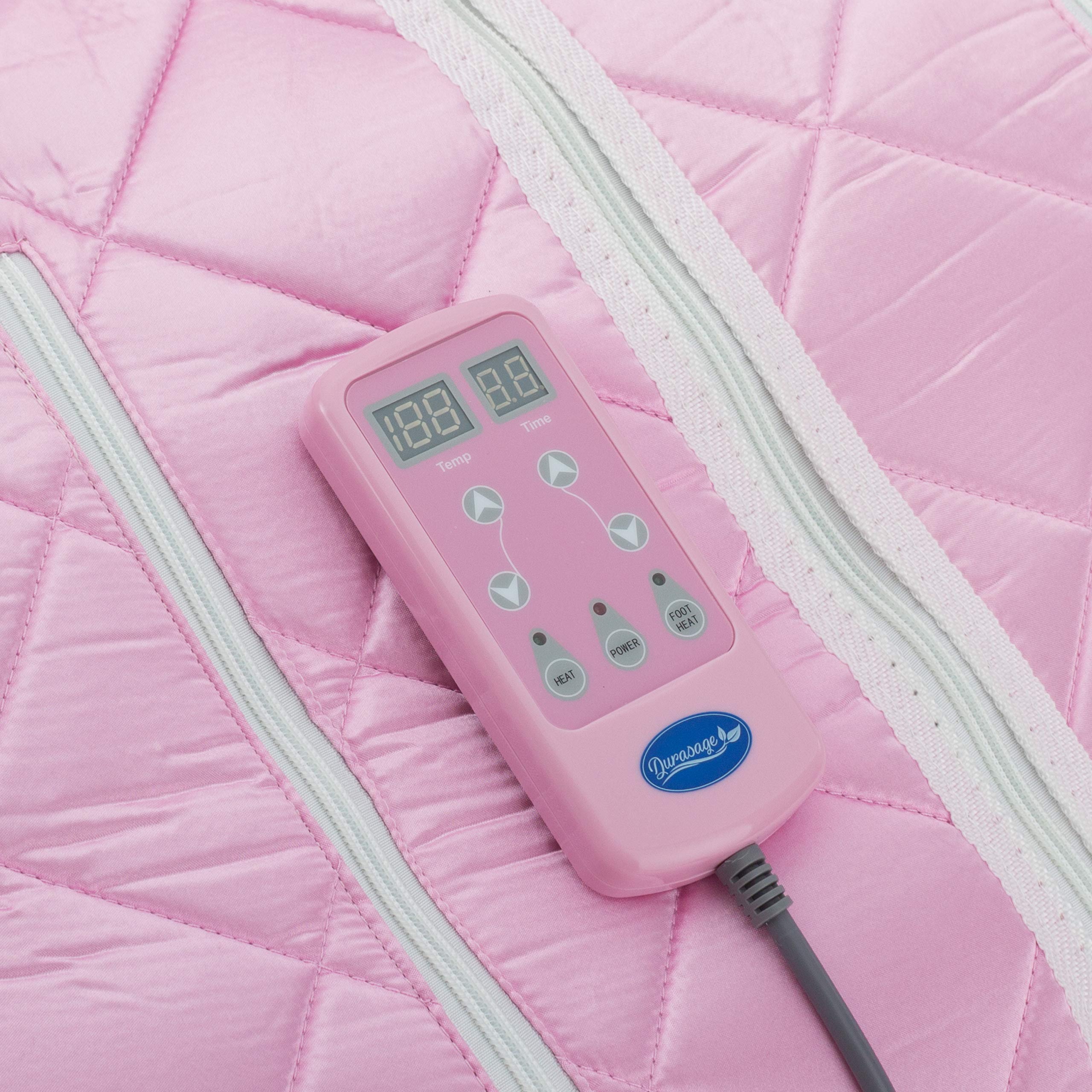 Durasage Portable Infrared Sauna Spa for Home – Ultra Low EMF, Detox & Relaxation Therapy with 30-Min Timer, Remote Control, Heated Footpad & Chair (Light Pink) | Perfect for Home Spa, Stress Relief & Wellness Routine