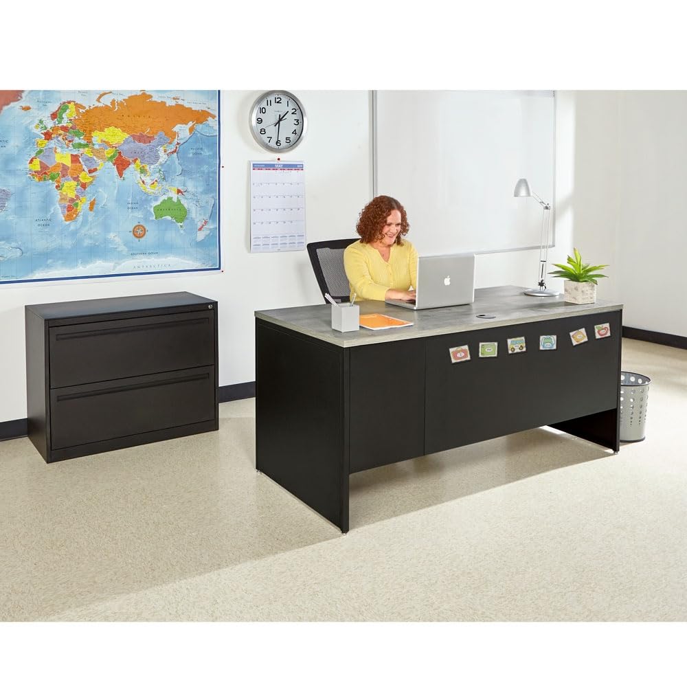 Premium NBF Carbon Compact Single Pedestal Executive Office Desk - 48