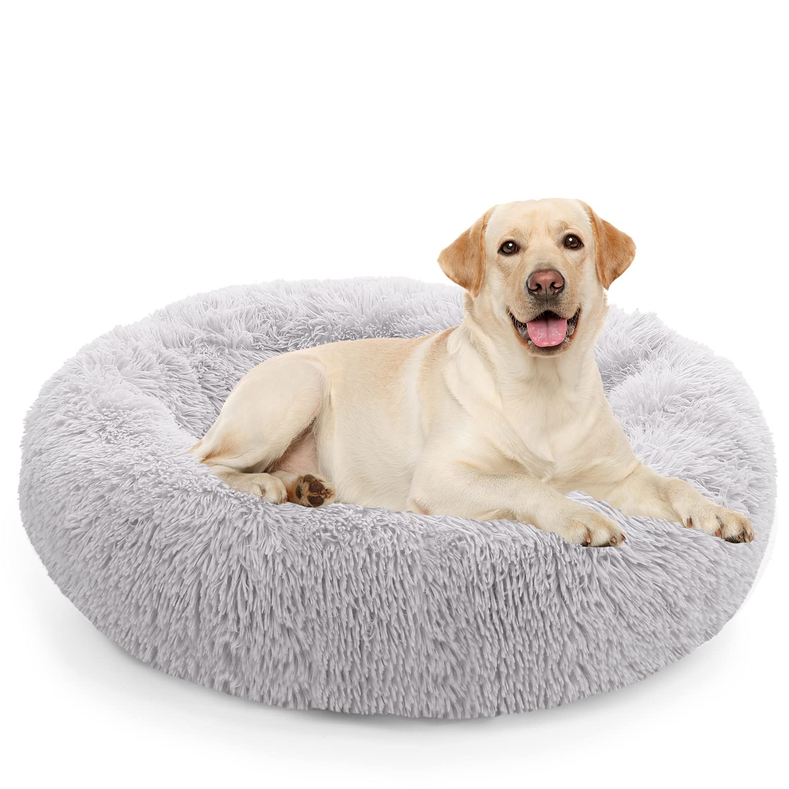 NOYAL Calming Dog Bed Donut - Anti Anxiety Fluffy Pet Bed for Small & Medium Dogs & Cats - Cozy & Comfortable for Anxiety Relief, Crate Training, and Home Lounging