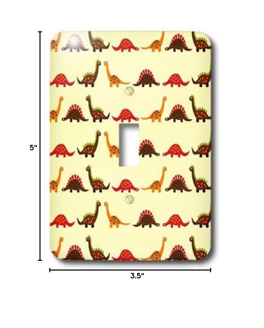 3D Printed Cute Dinosaur Parade Light Switch Cover - Fun Dino Theme for Kids Room, Nursery & Dinosaur Lovers - Perfect for Bedroom, Playroom & Home Decor