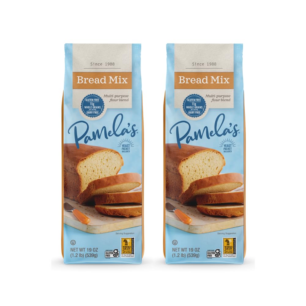 Pamela's Products Gluten-Free Bread Mix - 2 Pack (19 oz Each) | Easy Homemade Bread for Allergies & Celiac Diet | Perfect for Sandwiches, Toast & Family Baking