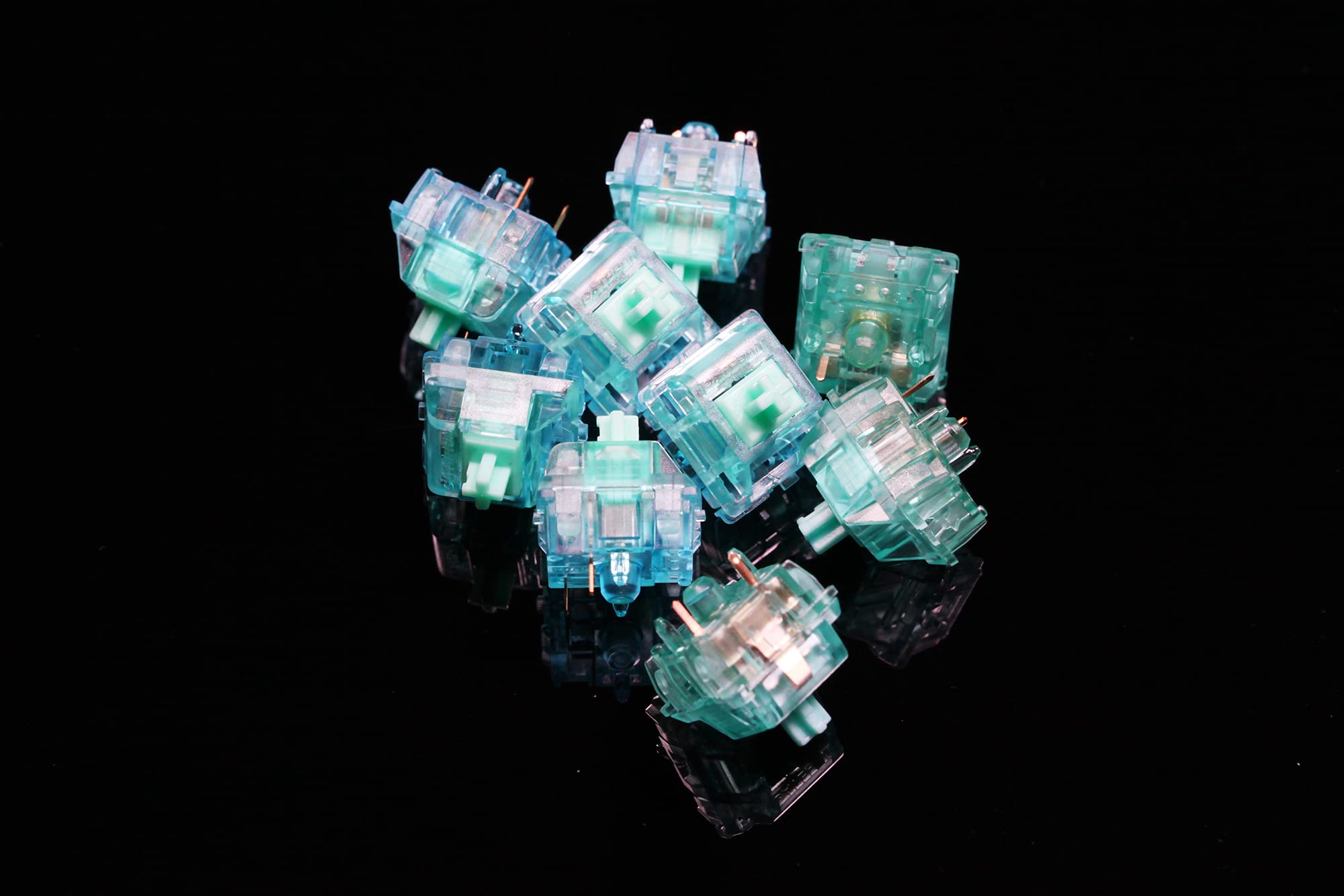 Gateron Turquoise Tealio Linear Switch 63.5g/65g 5-Pin SMD RGB MX Mechanical Keyboard Switch - Cyan Colorway (110-Pack) | Smooth Typing & Gaming for Custom Keyboards