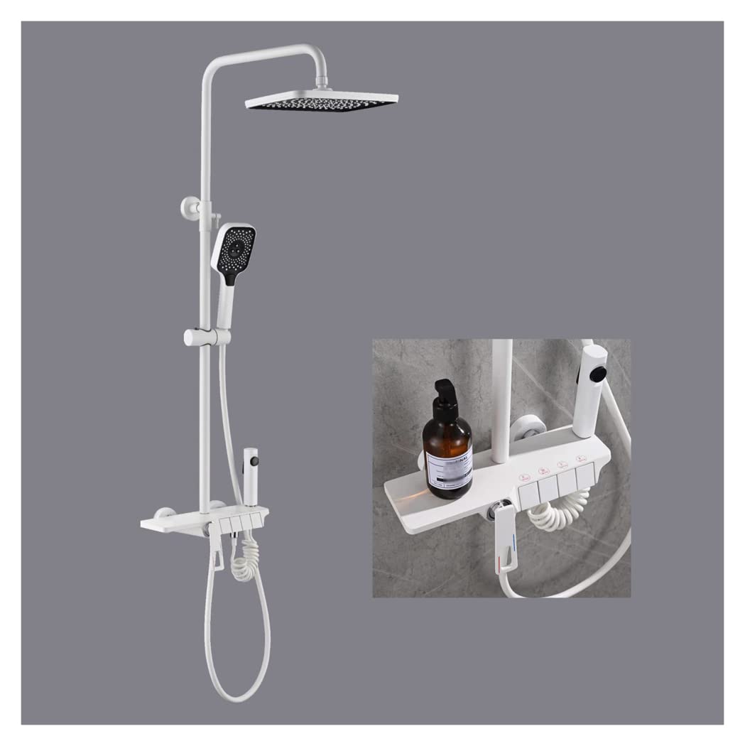 Premium Wall Mounted Shower System - White Rain Shower Combo with Piano Key Trim, 10