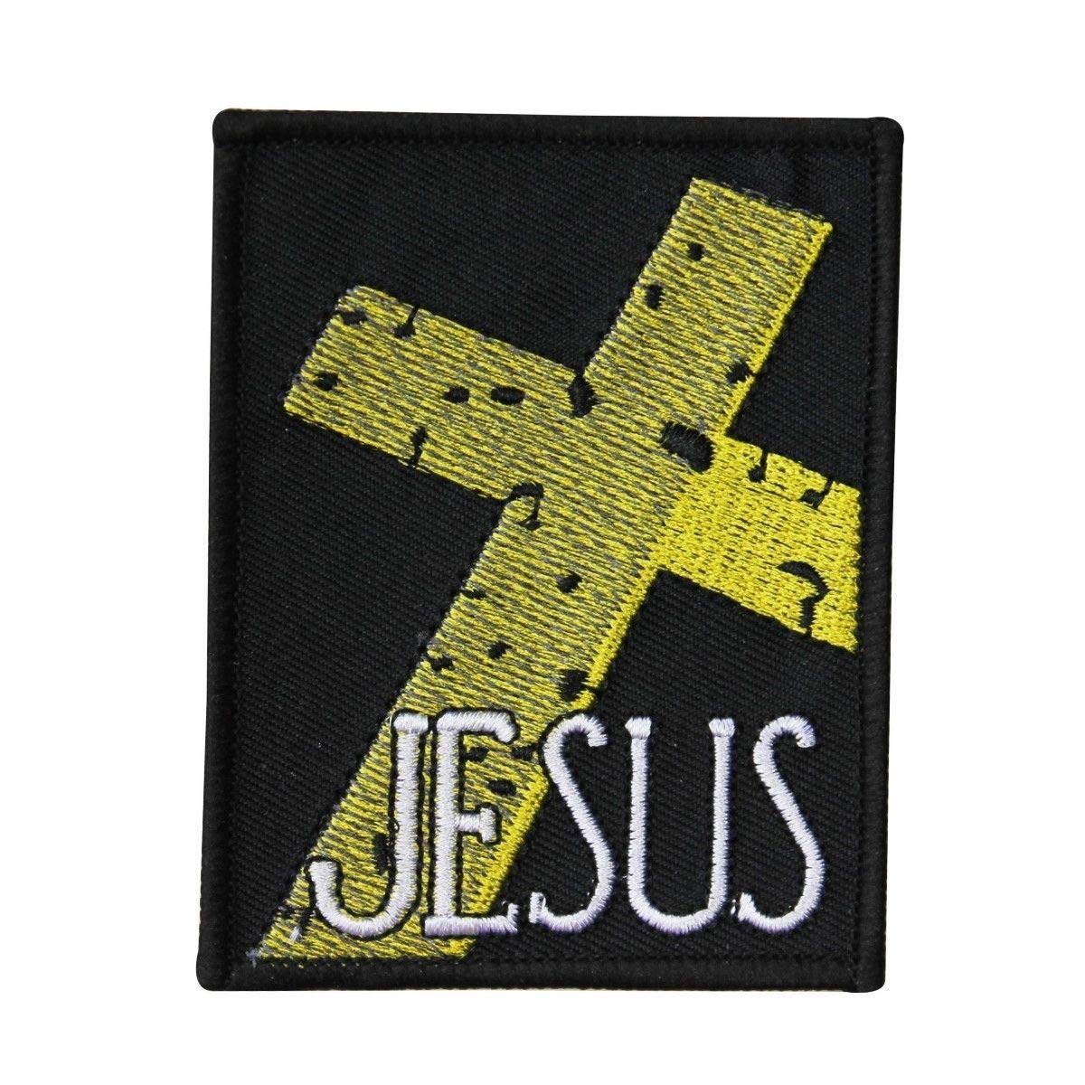 Jesus Crucifix Cross Patch - Christian Faith Embroidered Iron On Applique for Jackets, Hats & Bags | Religious Sewing Patches for DIY Crafts & Costumes
