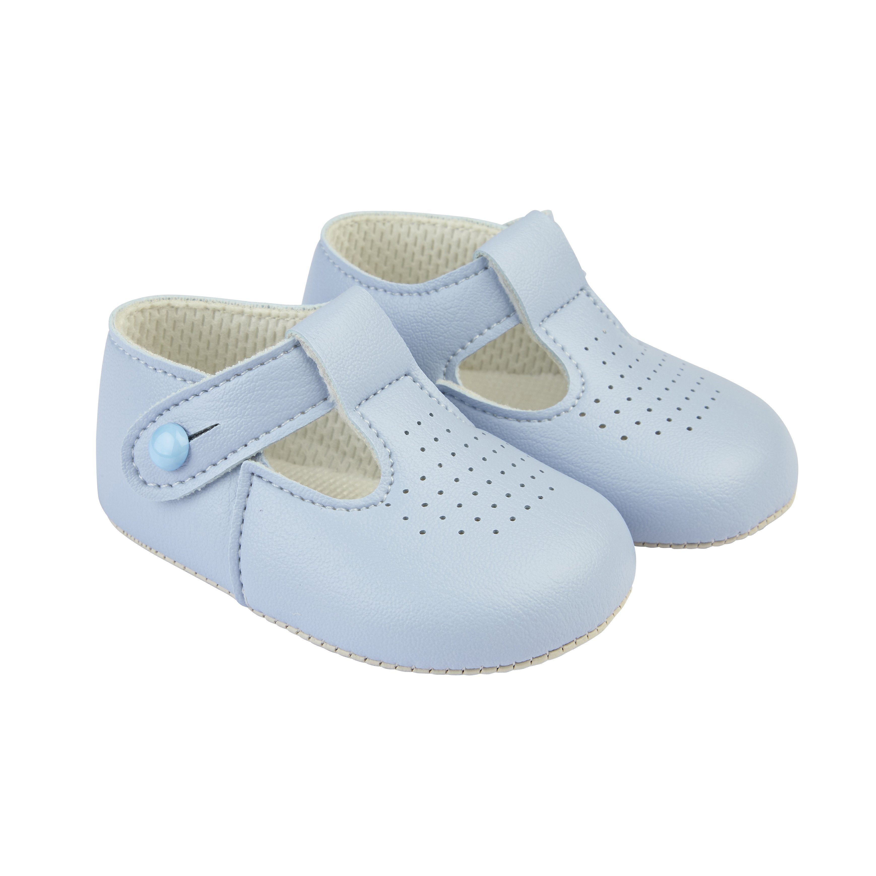 Light Blue T-Bar Soft Sole Baby Shoes for Girls & Boys - Comfortable First Walkers for Infants & Toddlers - Perfect for Indoor Play, Outdoor Walks & Special Occasions