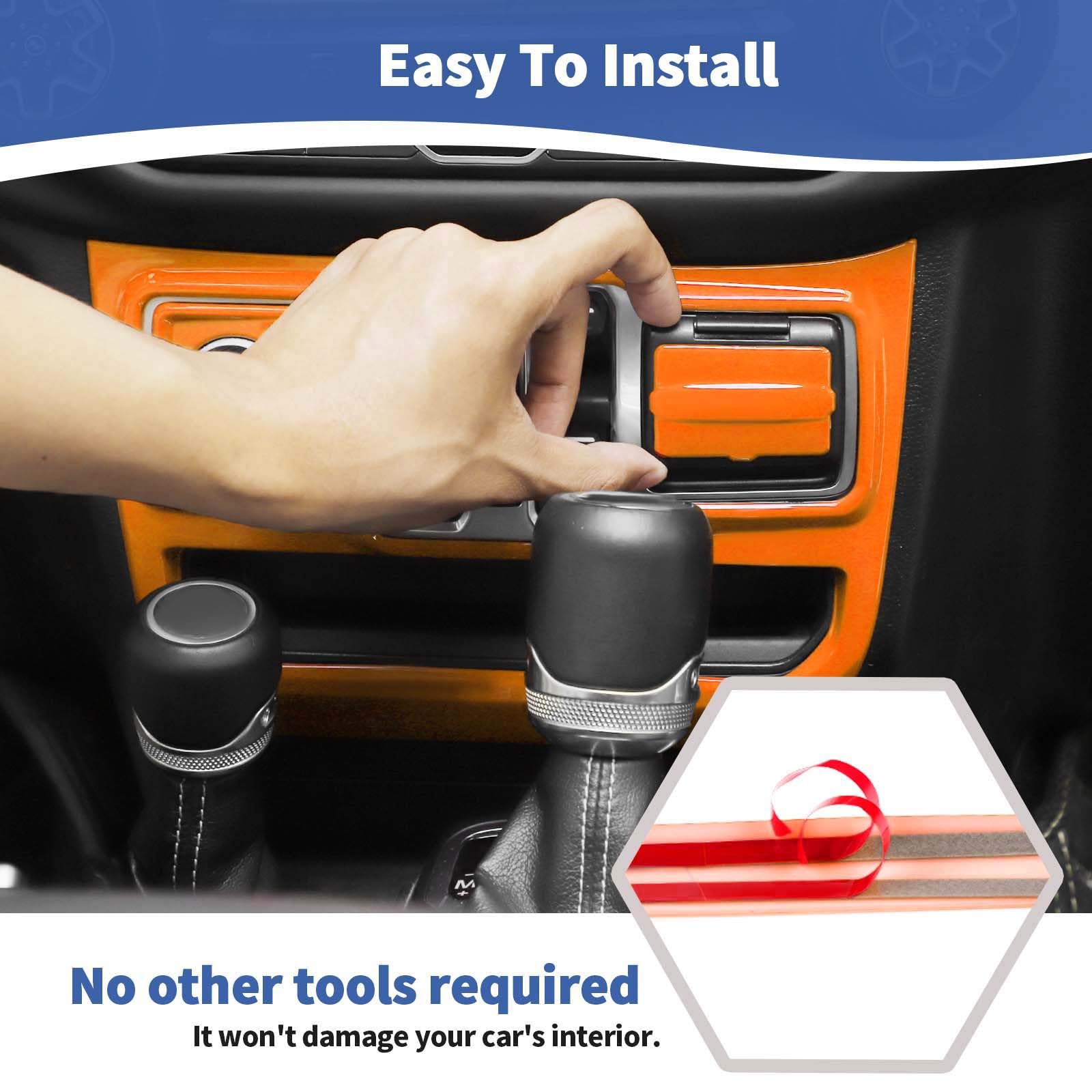 RT-TCZ Jeep JL Center Dash Window Switch Panel Trim Media Port Cover - Compatible with Jeep Wrangler JL/JLU & Gladiator JT 2018-2024 - Orange Interior Accessories (3-Piece Set) - Perfect for Off-Roading & Interior Customization